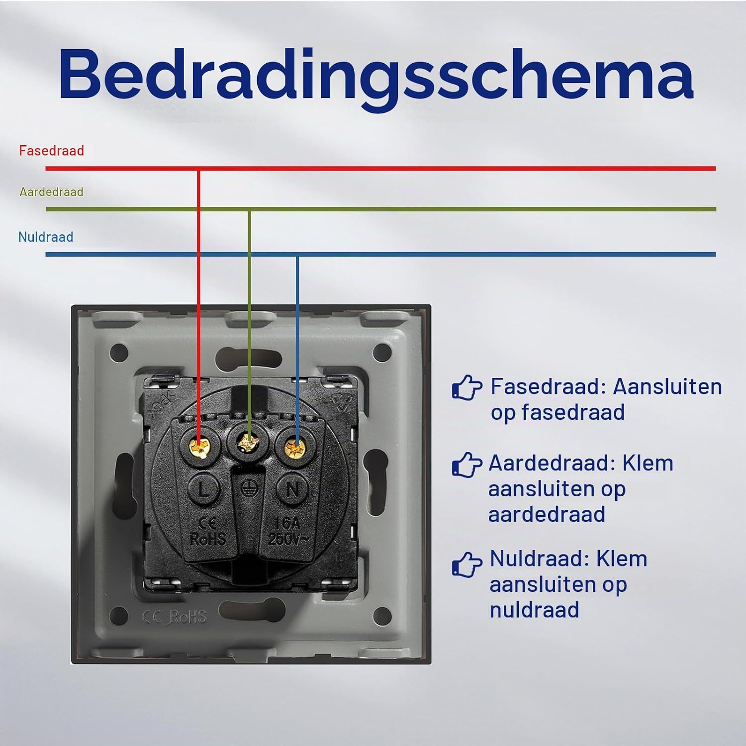 Detalle 2 de BSEED 1 Schuko-wandcontactdoos, zwart met glazen afdekplaat, 16 A