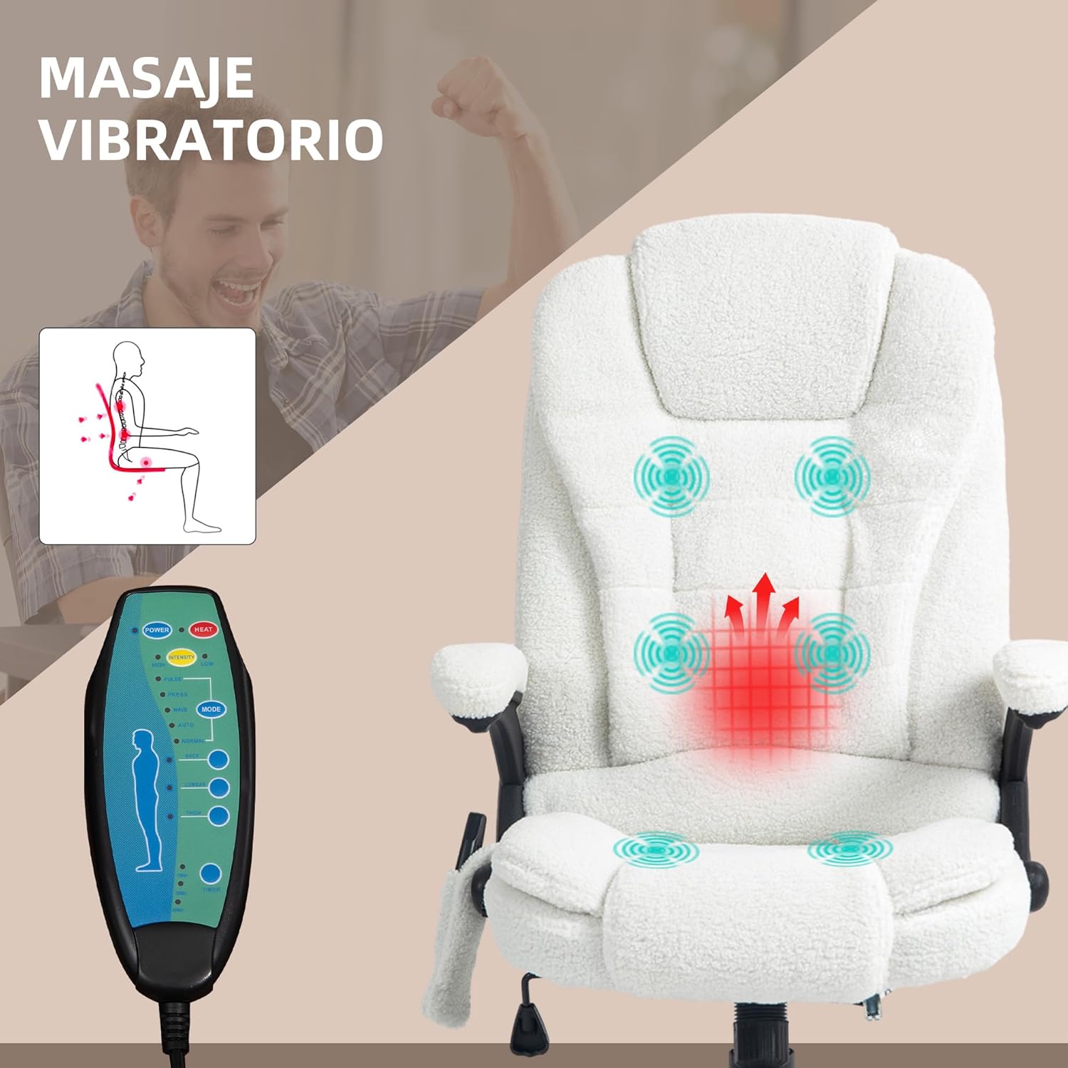 Thumbnail 3 de Vinsetto silla de oficina masaje 6 puntos