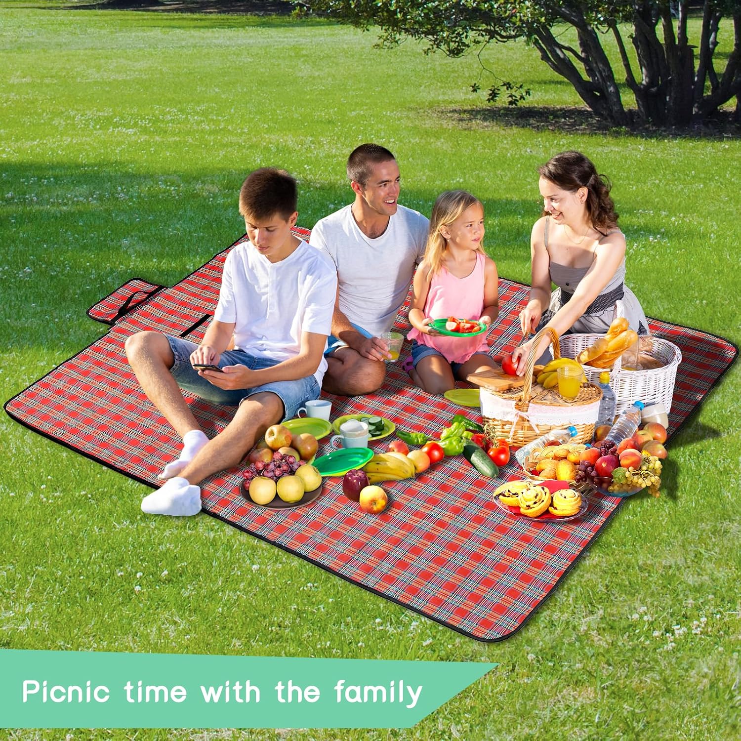 Thumbnail 2 de SOMIYAMI Tartan Picnic Blanket Waterproof 150 x 200cm – Red