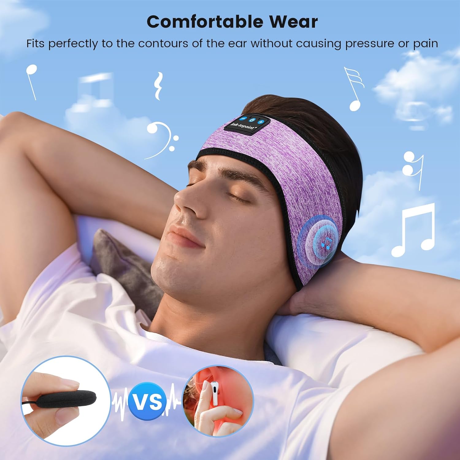 Detalle 2 de ink-topoint Sleep Headphones Headband Bluetooth 5.4 14h