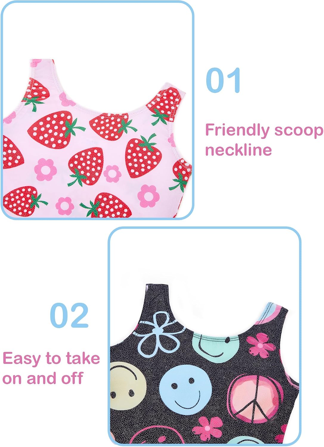 Detalle de Tstiti Girls’ Sparkly Gymnastics Leotards, 2-Pack with Matching Hair Scrunchies