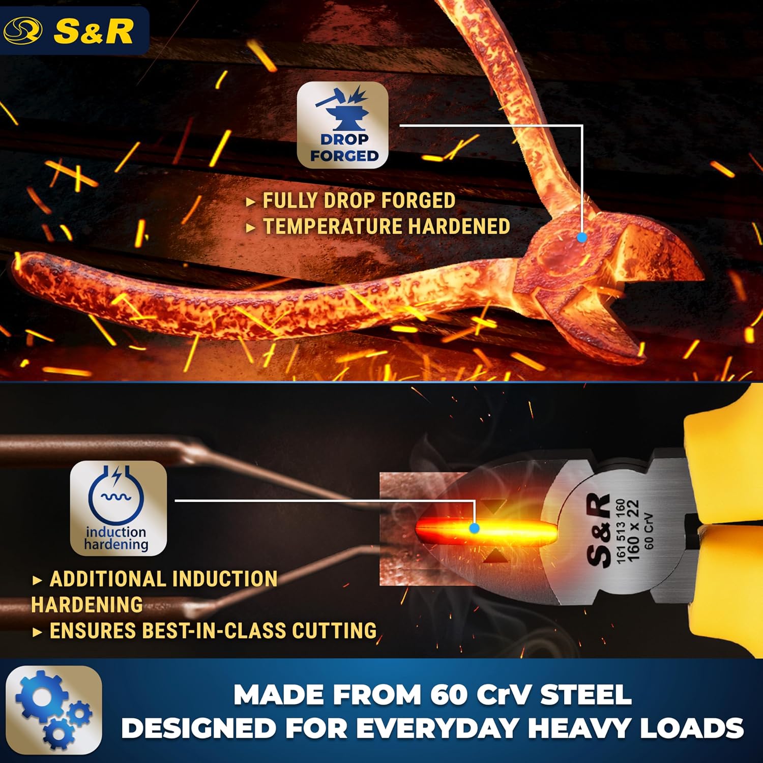 Thumbnail 3 de S&R VDE Insulated Diagonal Side Cutter 160mm – 1000V Rated Wire Cutting Pliers