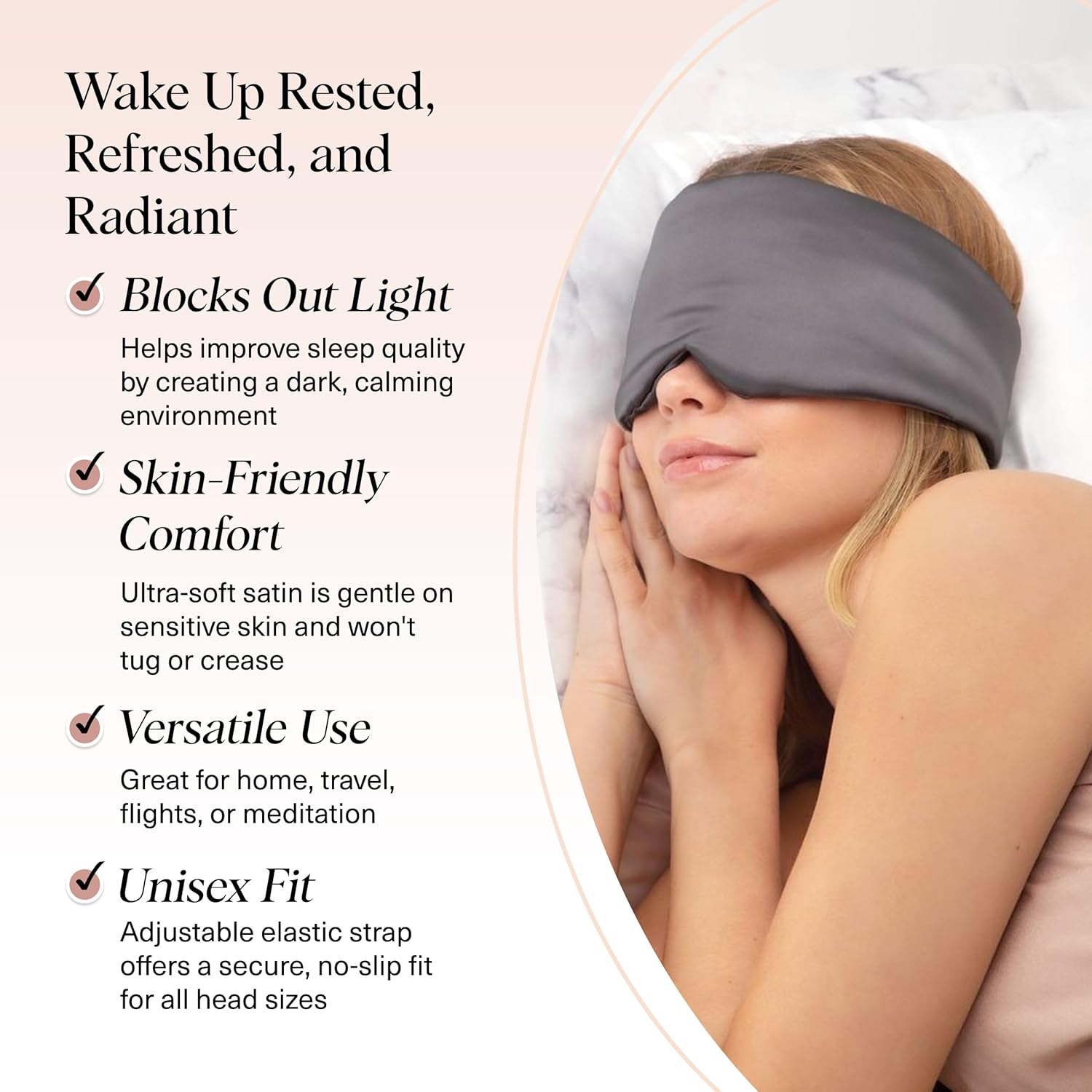 Thumbnail 4 de Kitsch masque de sommeil occultant en satin (bandes réglables, lesté) pour yeux gonflés