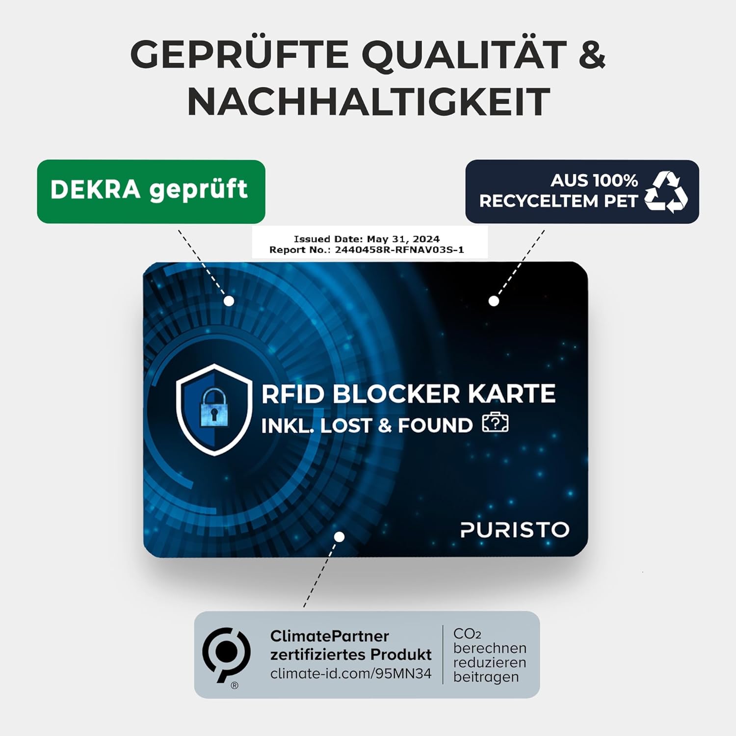 Thumbnail 5 de PURISTO RFID Blocker Karte 0,8 mm DEKRA geprüft