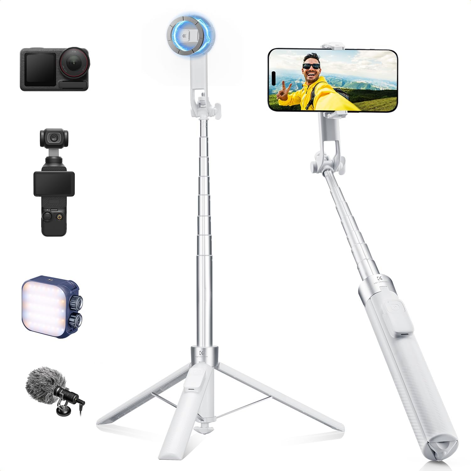 Detalle de K&F CONCEPT Trépied iPhone Mag-Safe 180 cm — 3-en-1 selfie magnétique avec télécommande