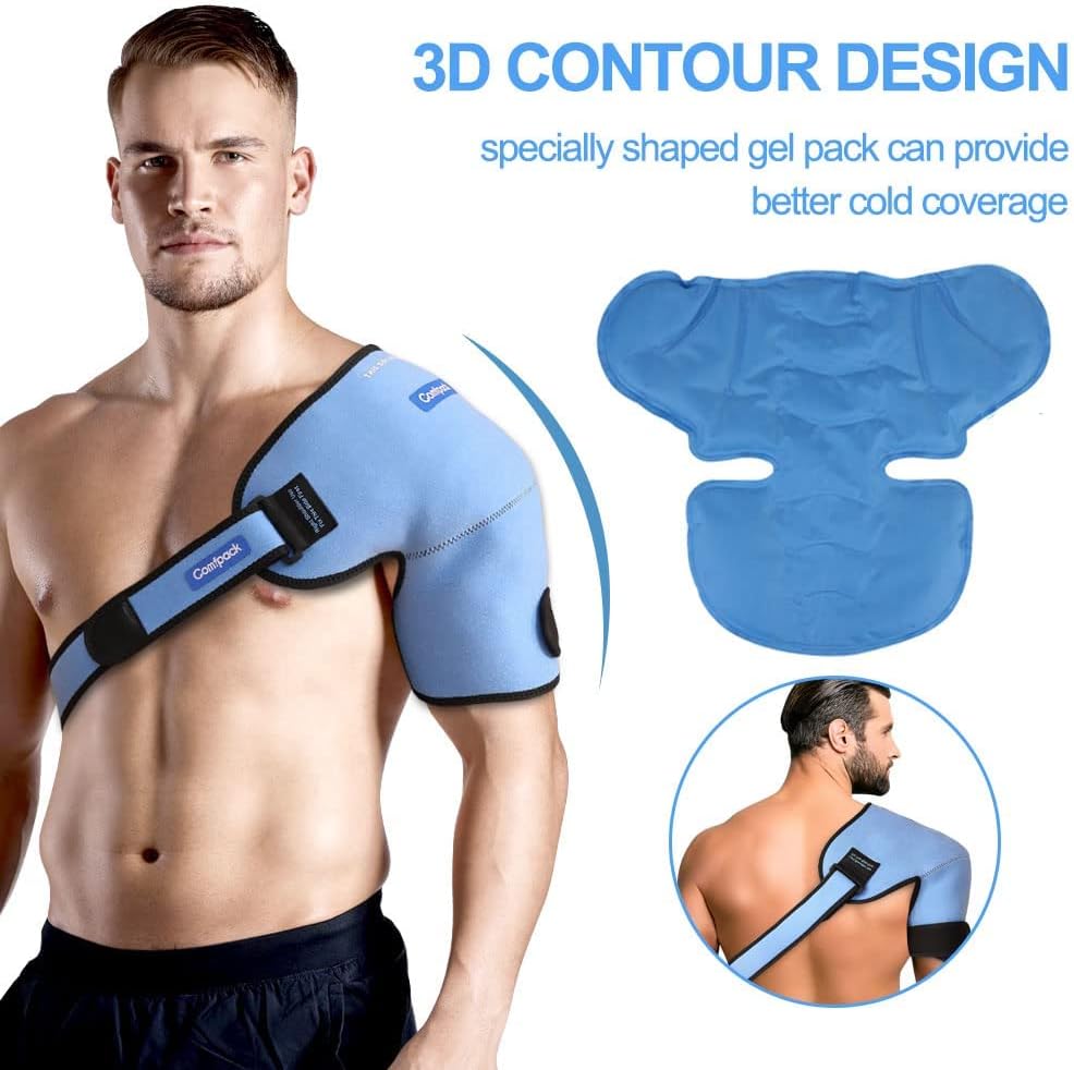 Detalle de Comfpack 3D XL Shoulder Ice Pack, Adjustable Hot and Cold Therapy Wrap