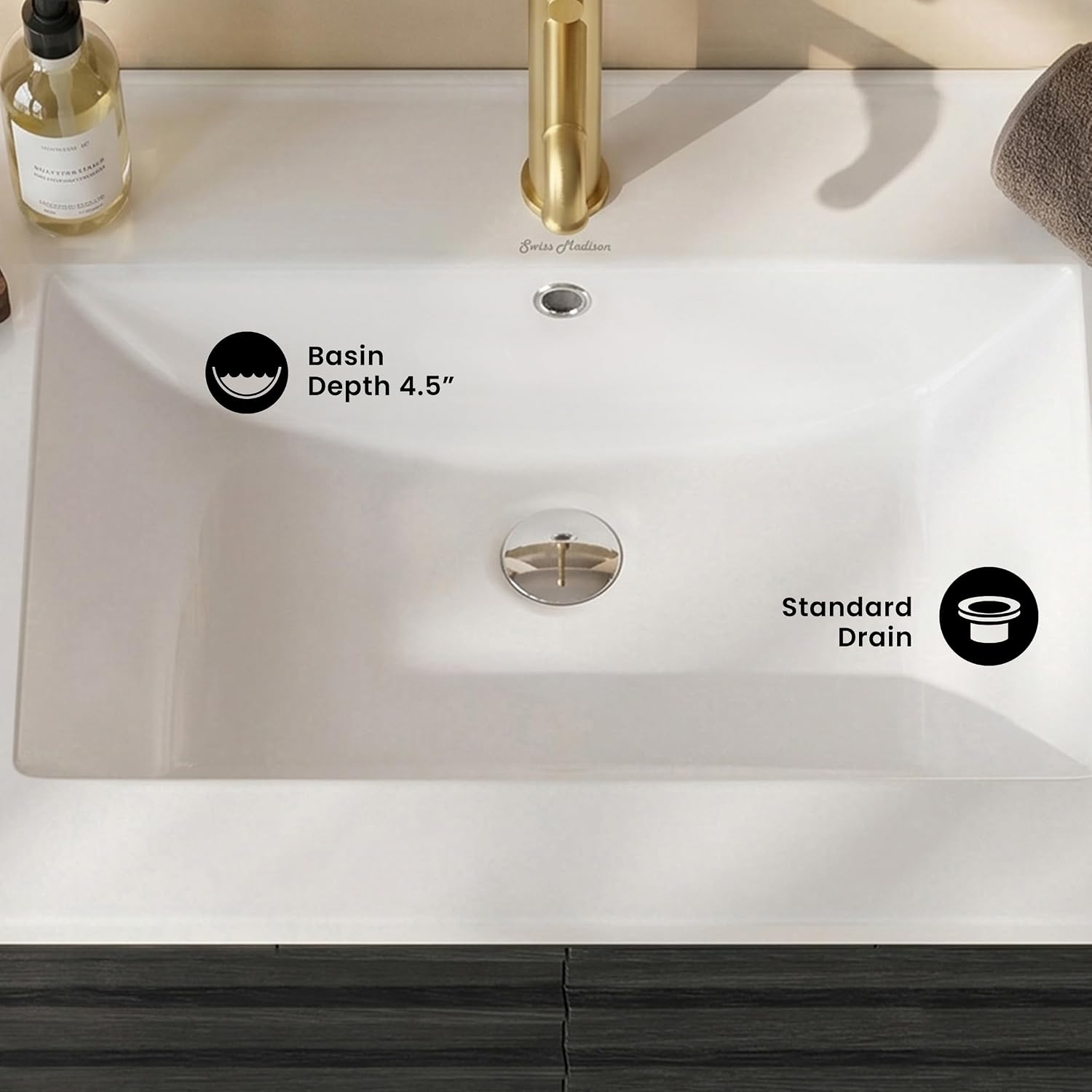 Detalle de Swiss Madison SM-BVP36 Ceramic Vanity Sink Top, 36-Inch White Drop-In