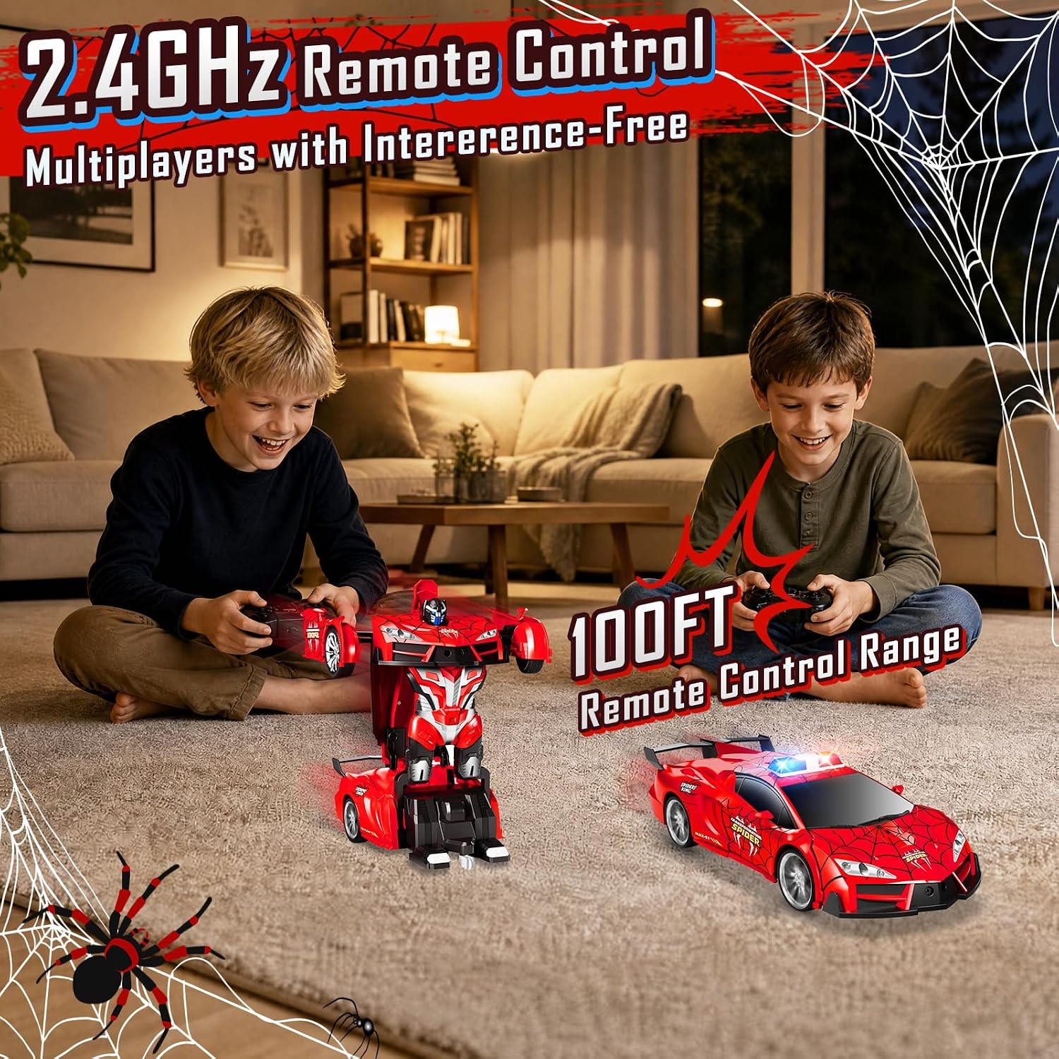 Detalle de Febyhim YT6656 Transforming RC Car with Police Lights, 2.4GHz