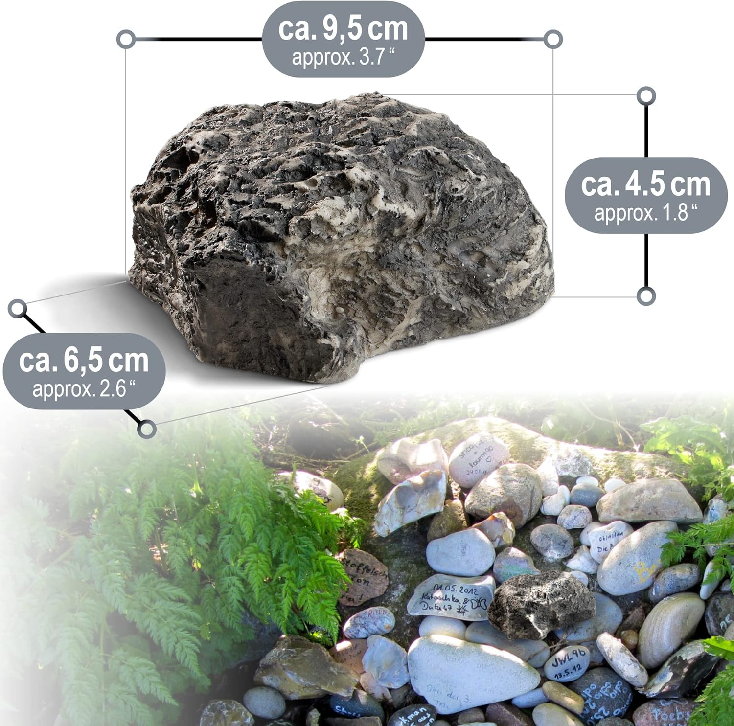 Thumbnail 6 de com-four Schlüsselstein „medium hill“ mit Geheimfach – Kunstgestein für Geocaching & Schlüsselversteck in Stein-Optik