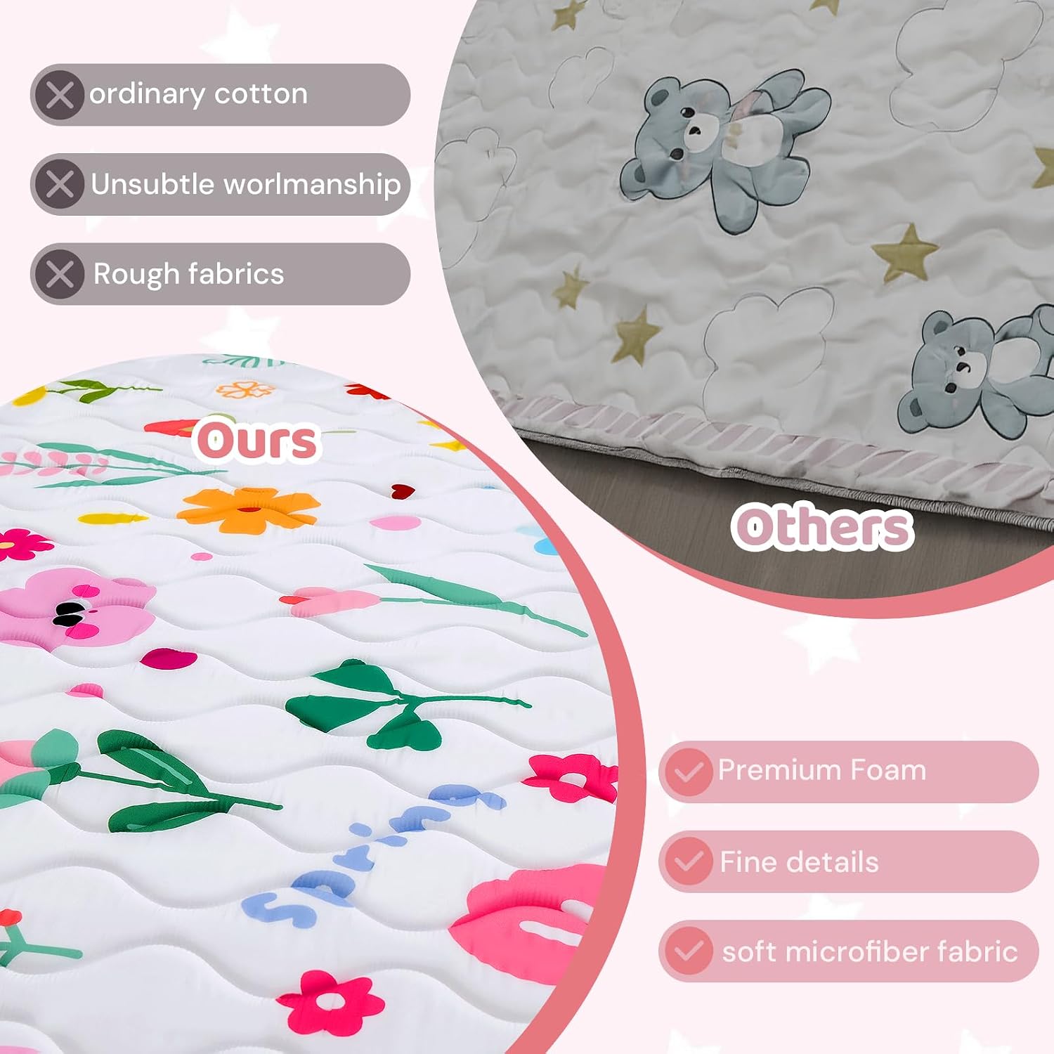 Detalle de RONGFA Baby Play Mat, 50 x 50-Inch Foam Pad, Non-Slip, Flower