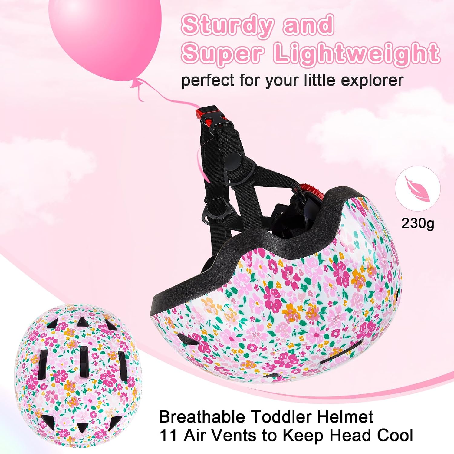 Detalle de MHJY Toddler Helmet: Adjustable 1–3 Years Bike, Scooter and Skateboard Helmet