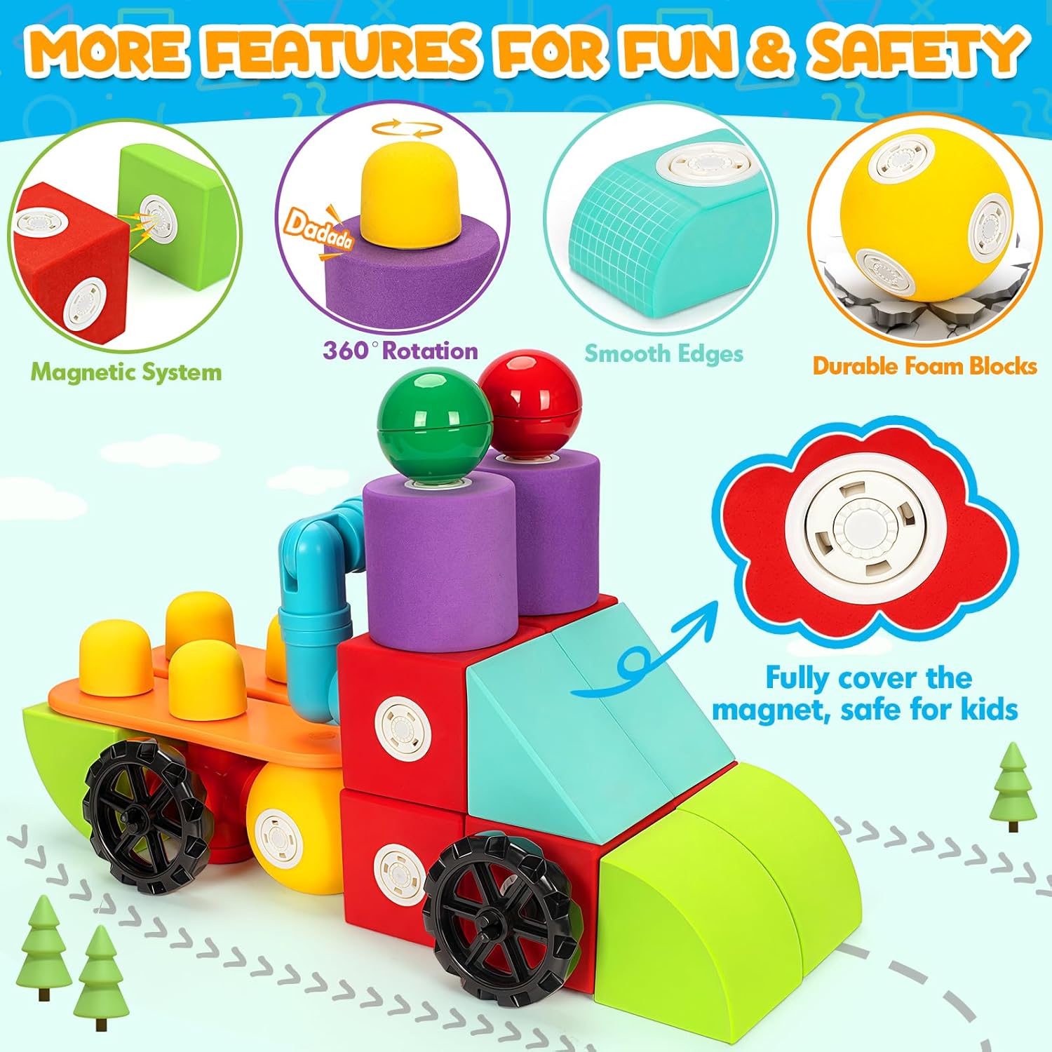 Detalle 1 de Hodurgyi 50 PCS Magnetic Foam Blocks for Kids 🎲