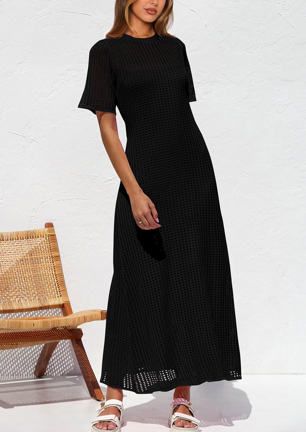 Detalle de PRETTYGARDEN Womens Eyelet Cover Up Dress (2-Piece Hollow Out Resort Maxi) for Summer Vacation