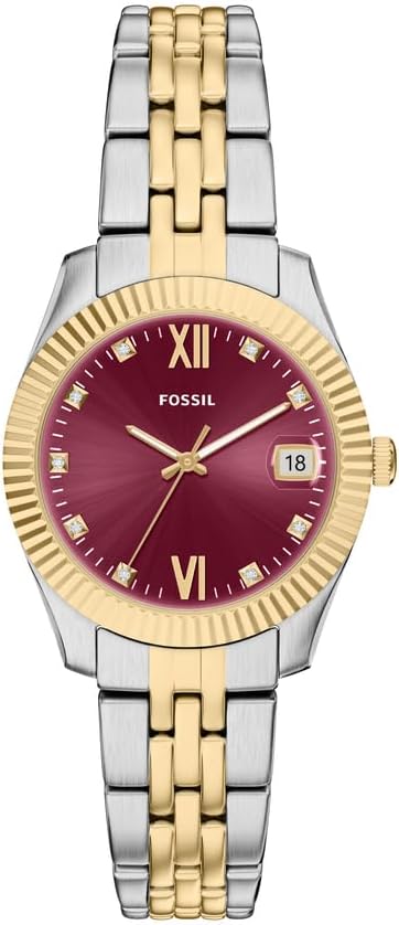 Detalle de Fossil Scarlette Uhr für Damen – 32 mm, Quarz-Dreizeiger mit Datum, Edelstahlarmband