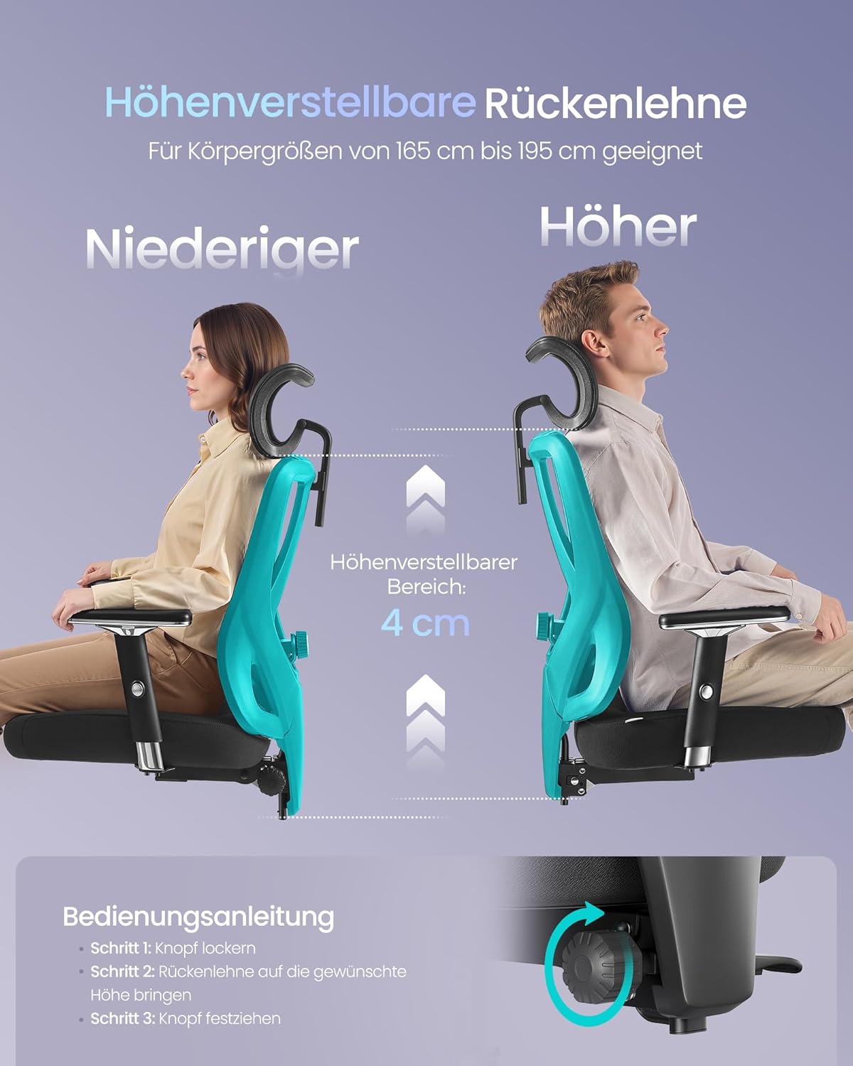 Thumbnail 3 de SONGMICS Bürostuhl ergonomisch 150 kg