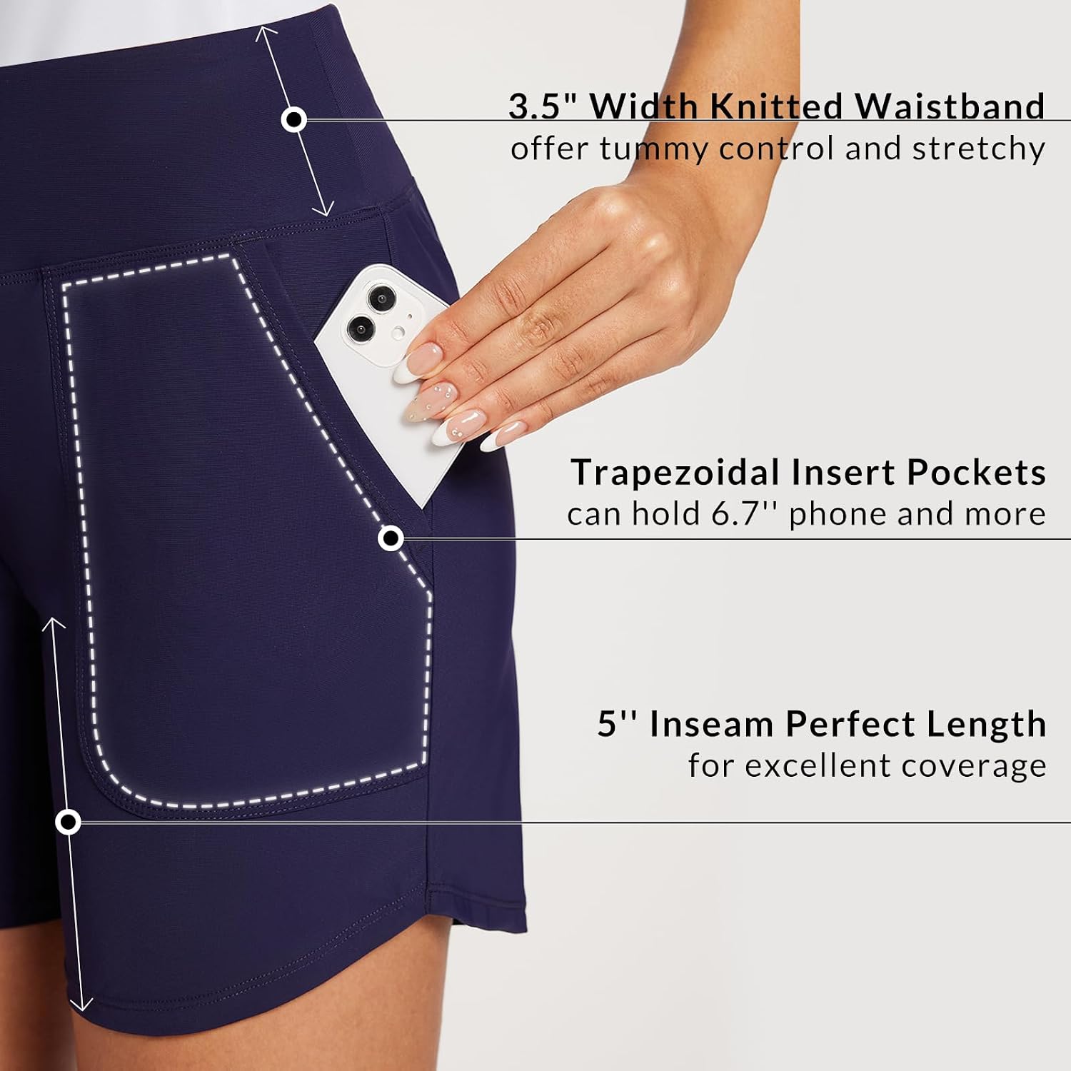 Detalle 2 de baleaf High Waisted Swim Shorts 4 in