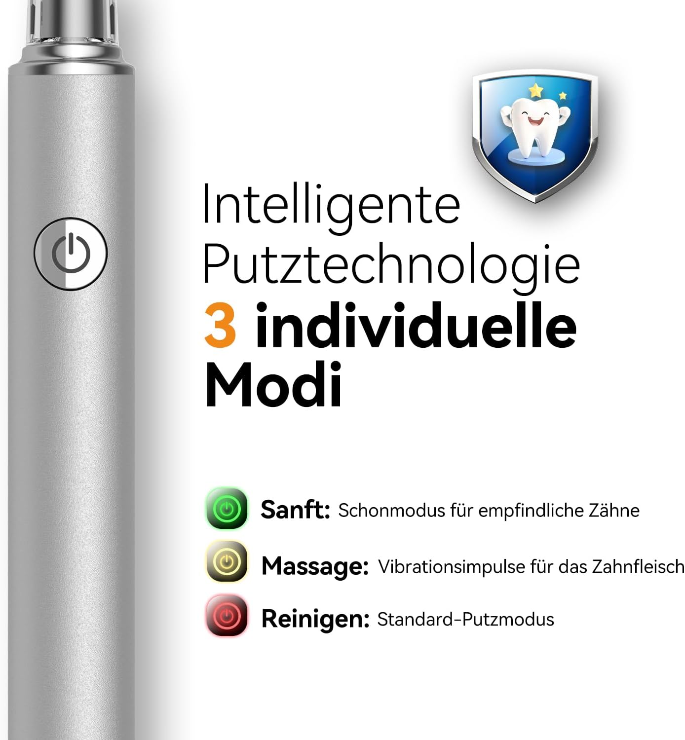 Thumbnail 1 de JTF Elektrische Schallzahnbürste mit Zungenreiniger, 6 Bürstenköpfen, 3 Modi & 40.000 VPM (Silber)