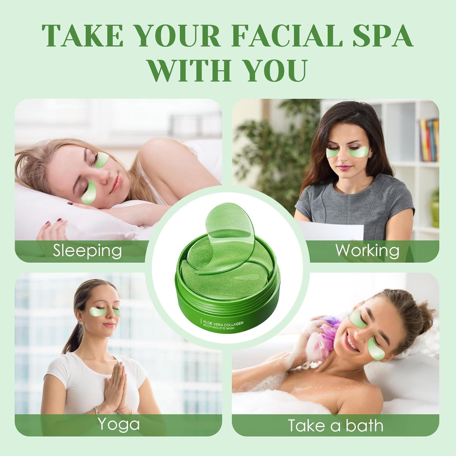 Thumbnail 6 de AONAT 60 pezzi maschera occhi all’aloe vera con collagene: patch per borse, occhiaie e anti-age