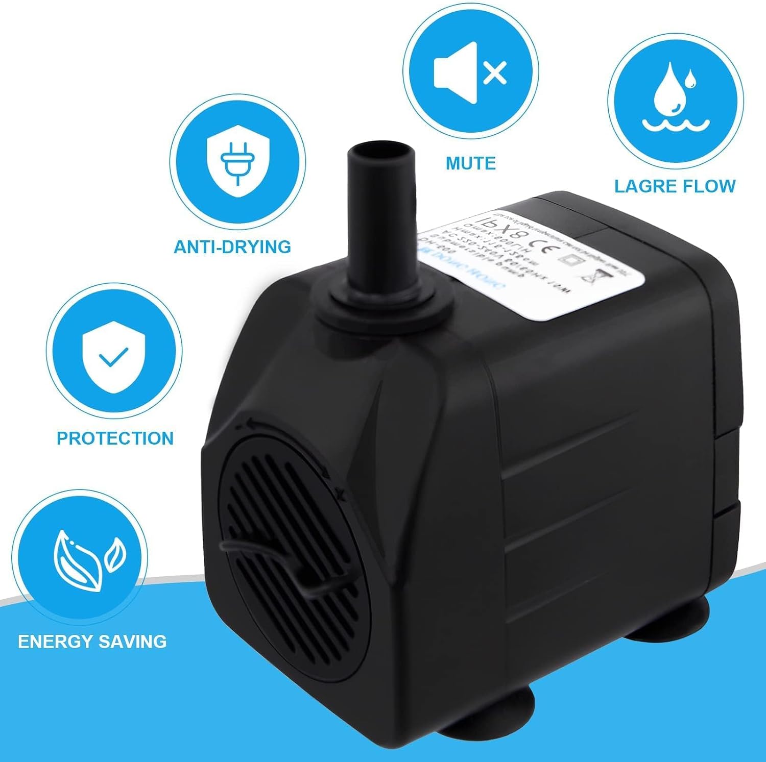 Detalle 2 de Awroutdoor Tauchpumpe 10 W (600 l/h, bis 115–125 cm) für Teich, Aquarium, Springbrunnen & Hydroponik-Systeme