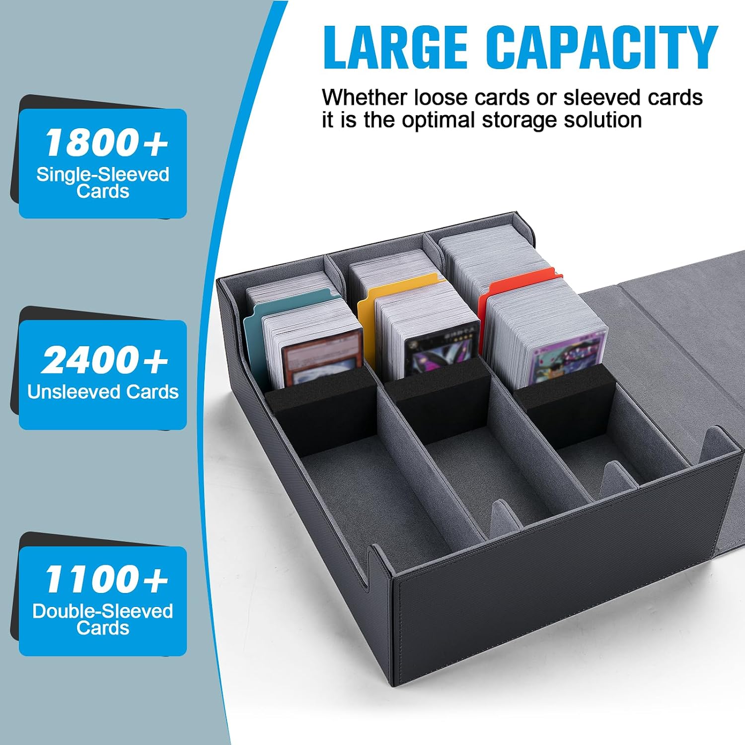 Thumbnail 1 de Astrell Trading Card Storage Box with 12 Dividers and 6 Foam Stoppers — magnetic closure deck box for 1800+ sleeved cards