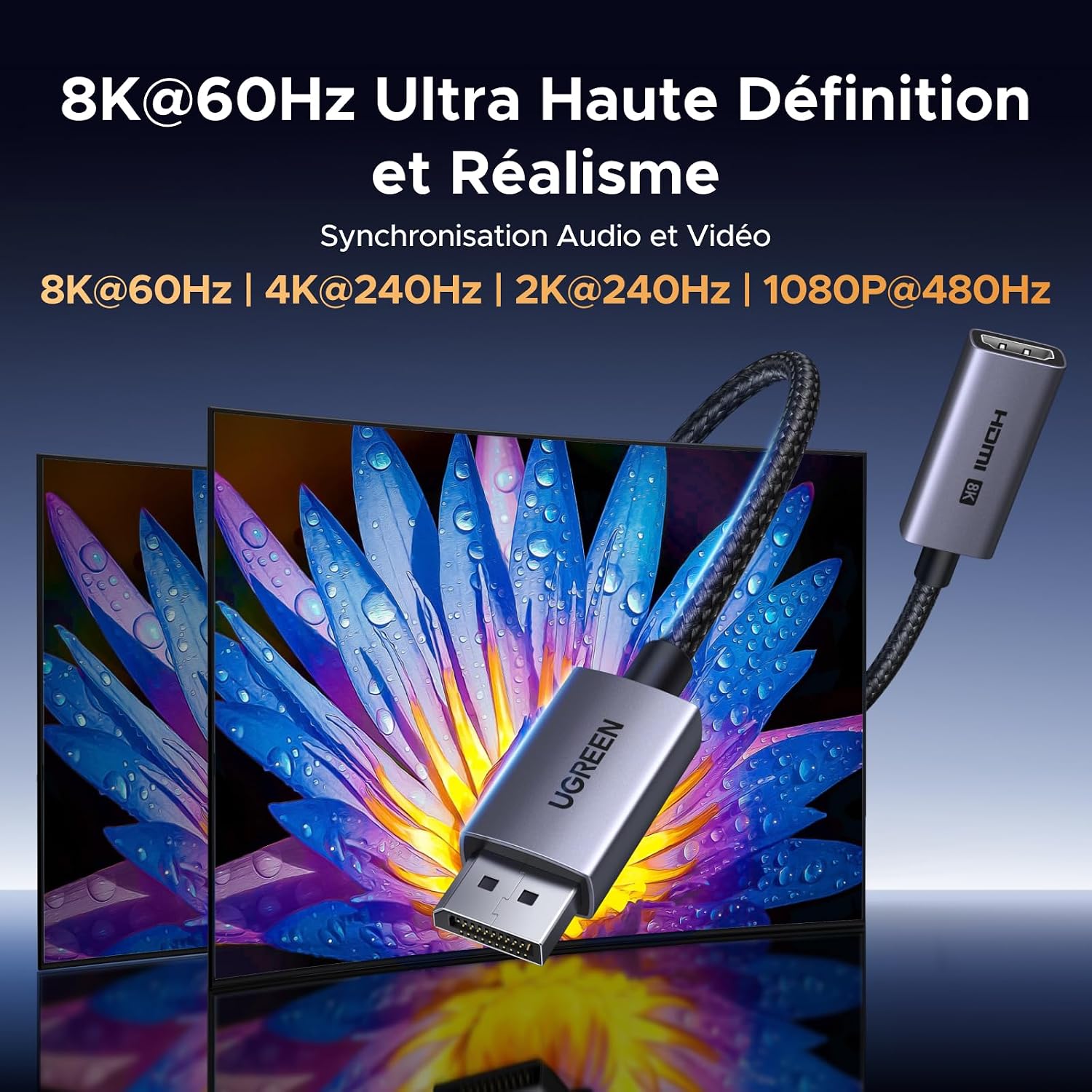 Detalle de UGREEN Adaptateur DisplayPort vers HDMI 8K ⚡