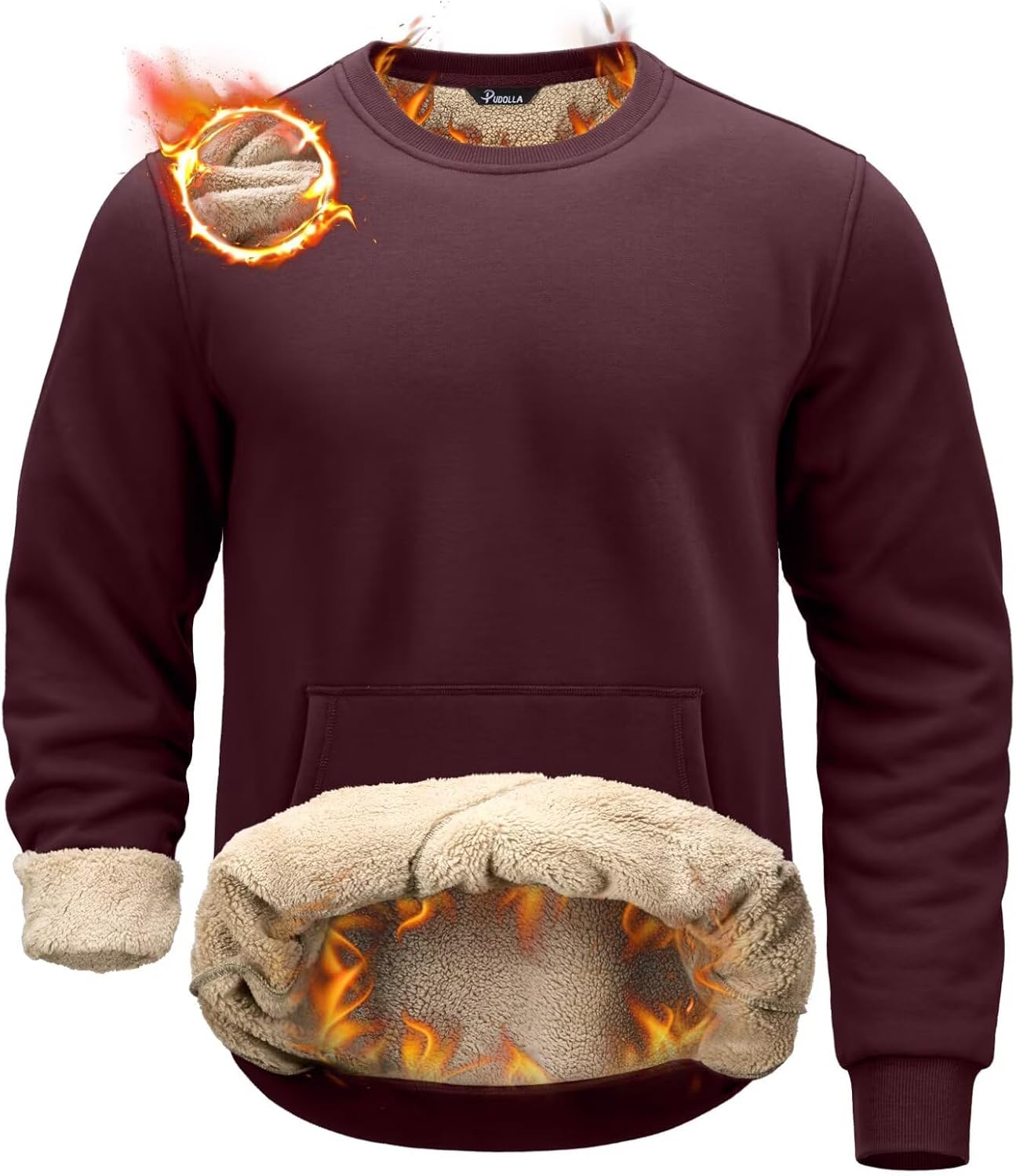 Thumbnail 6 de Pudolla Men's Sherpa Lined Crewneck Sweatshirt
