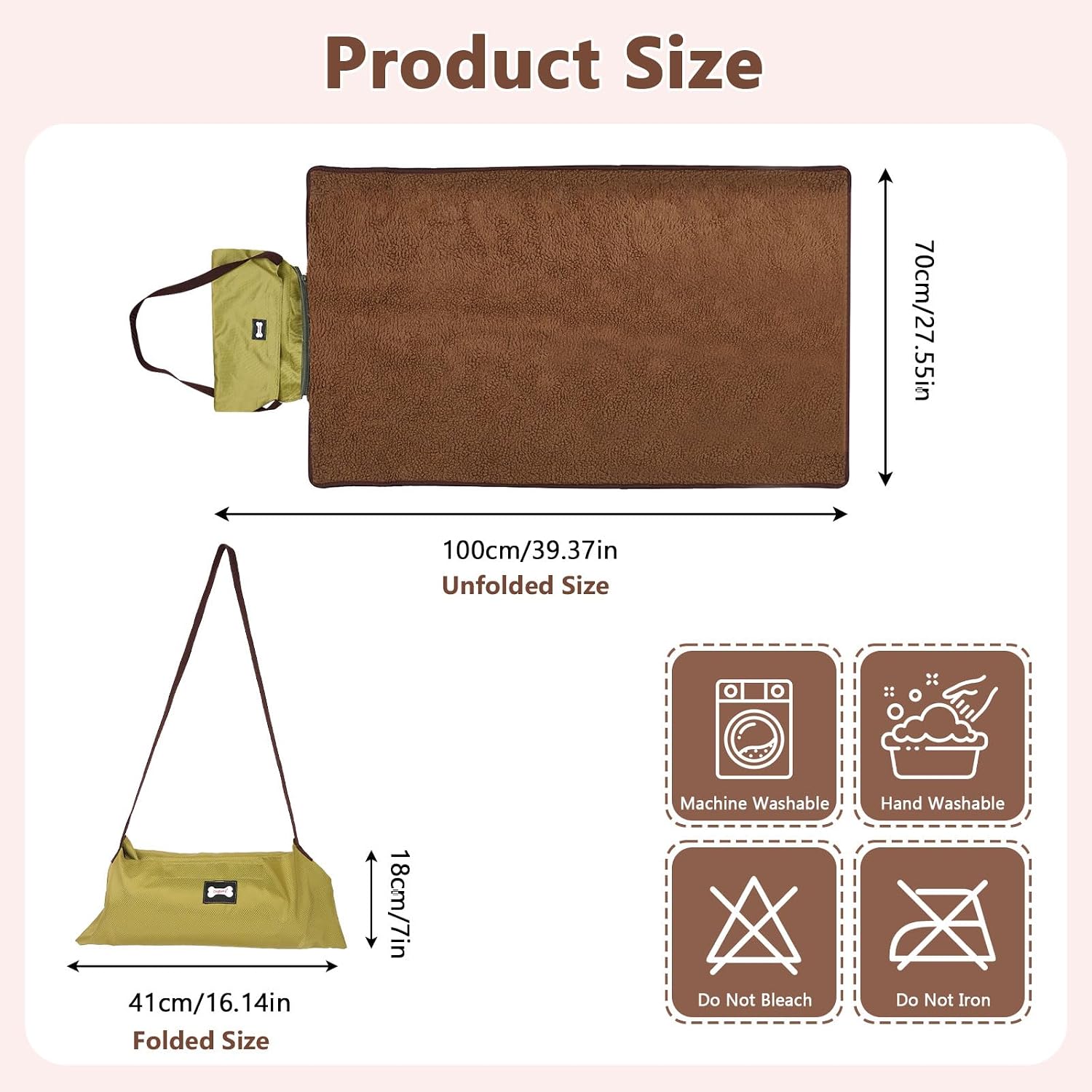 Detalle 2 de Pinboov faltbare Hundedecke für Unterwegs – 100×70 cm, wasserdicht, mit Tasche