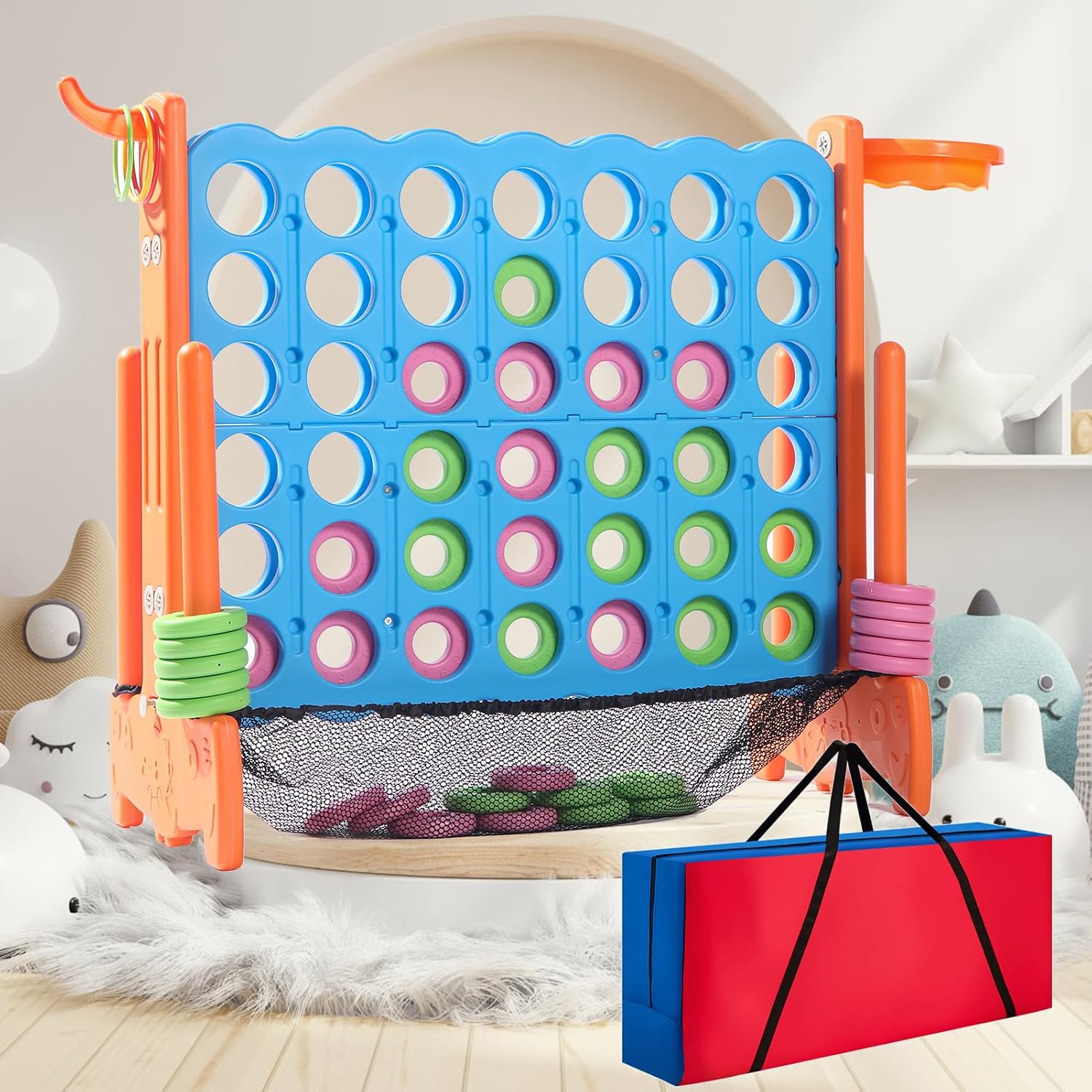 Thumbnail 6 de Tigasy Giant 4 Row Ring Toss Game with Carrying Bag (Blue/Red) – Indoor & Outdoor Fun