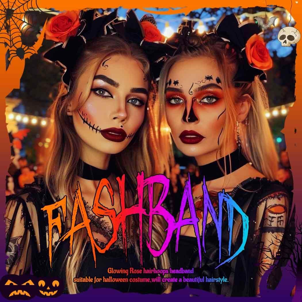 Detalle de Fashband Light Up Halloween Flower Headband LED Black Hair Hoops