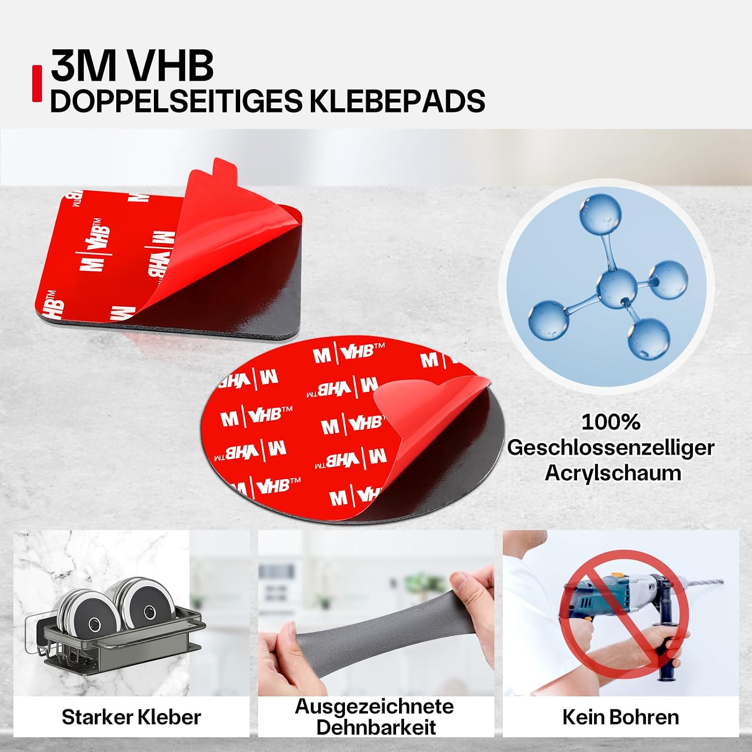 Detalle de FIXCHORD Doppelseitiges Klebepads Extra Stark – Montageband für Action-Kameras (10 Stück, doppelseitig)