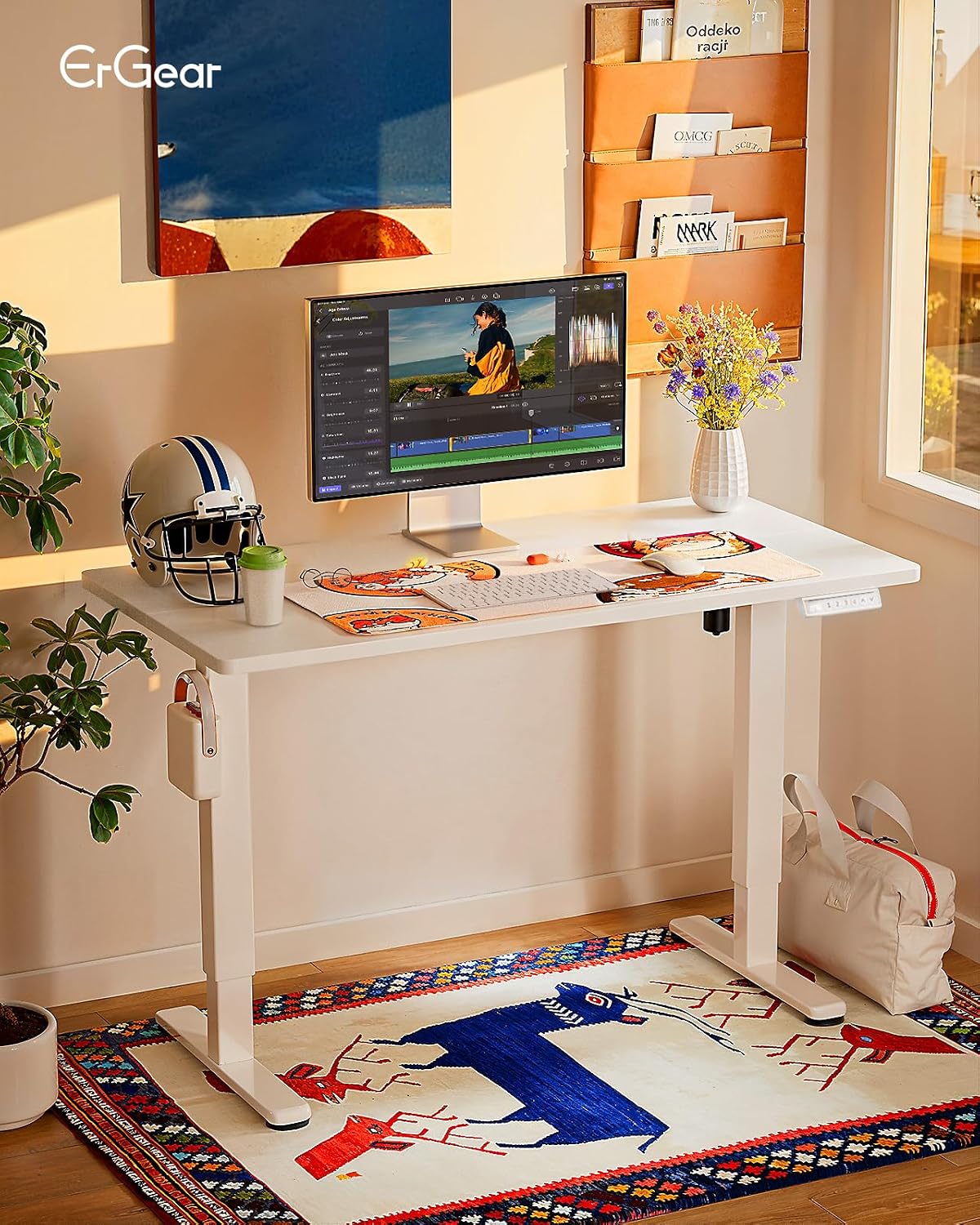 Thumbnail 1 de ErGear ESD01W-100A-US Electric Standing Desk, White, 40 x 24 Inches