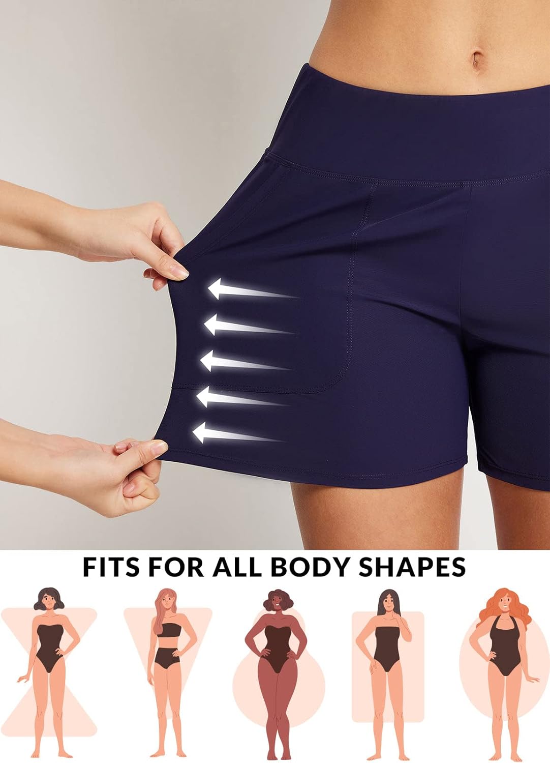 Thumbnail 1 de baleaf Women’s 5" High-Waisted Swim Shorts with Tummy Control and V-Slit Design