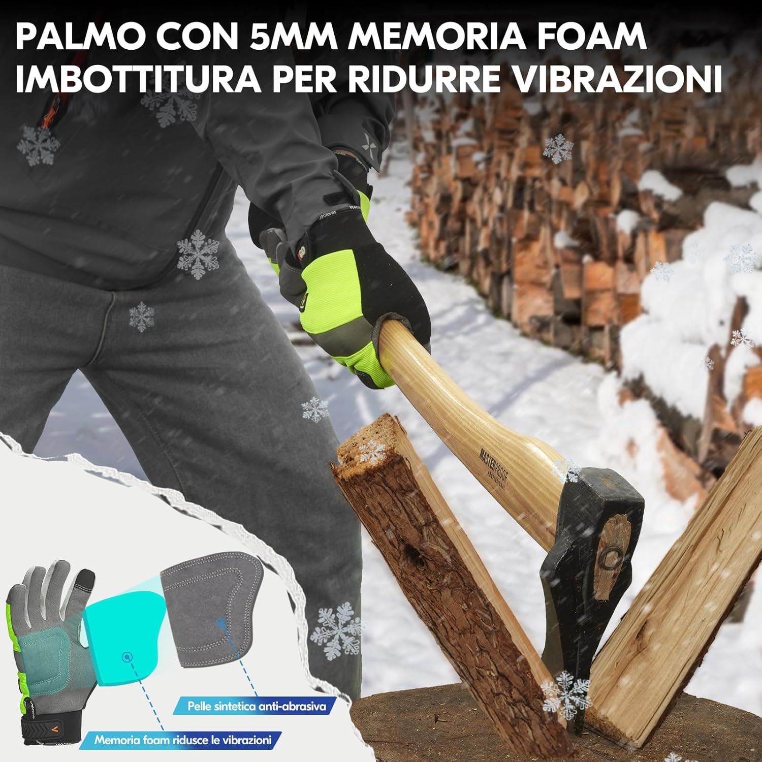 Thumbnail 4 de Vgo… Guanti lavoro termici impermeabili invernali con touchscreen (1 paio)