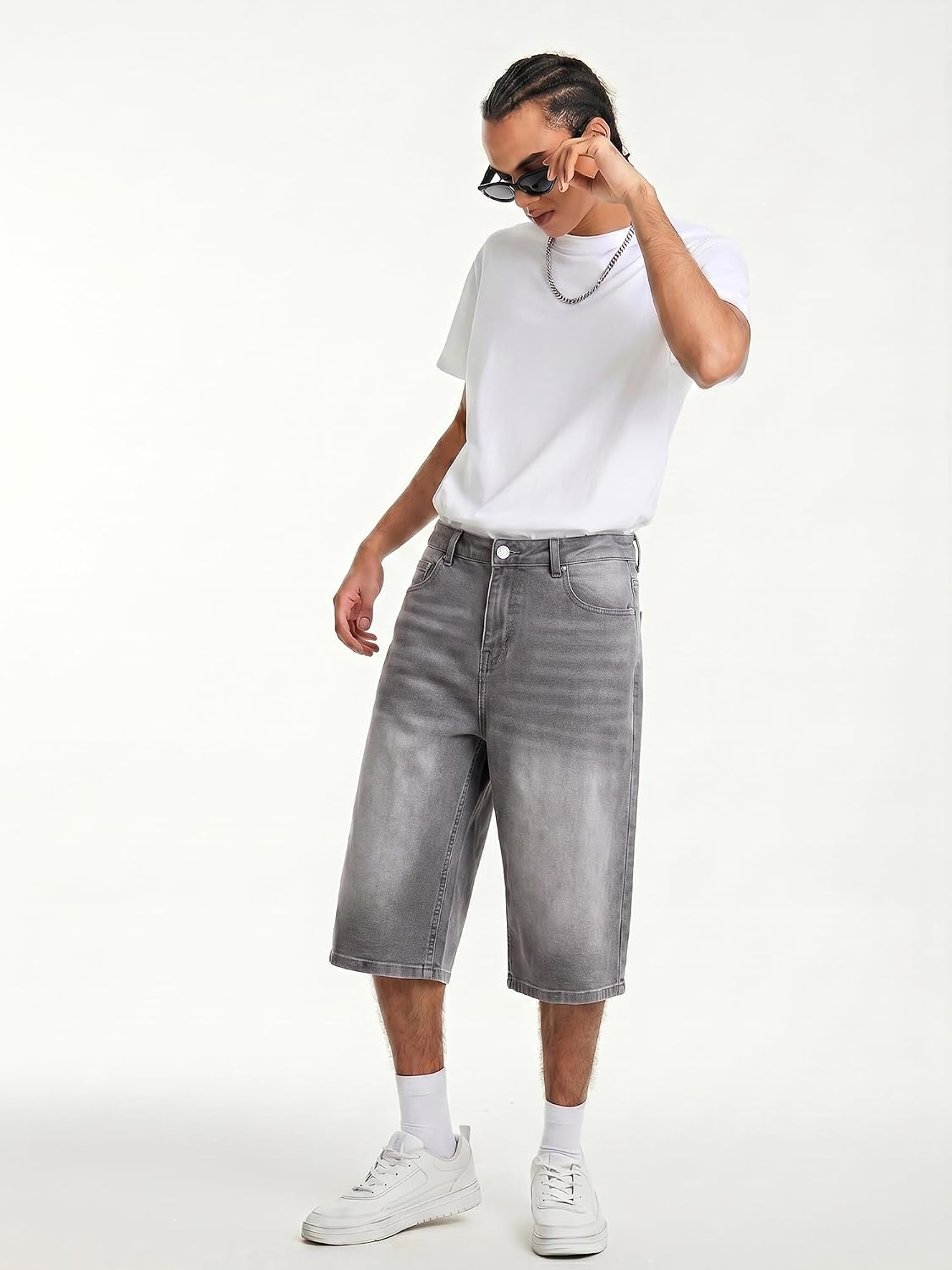 Thumbnail 6 de JMIERR Jeans Shorts Herren Baggy 3/4 – Denim Bermuda im Y2K Streetwear-Stil
