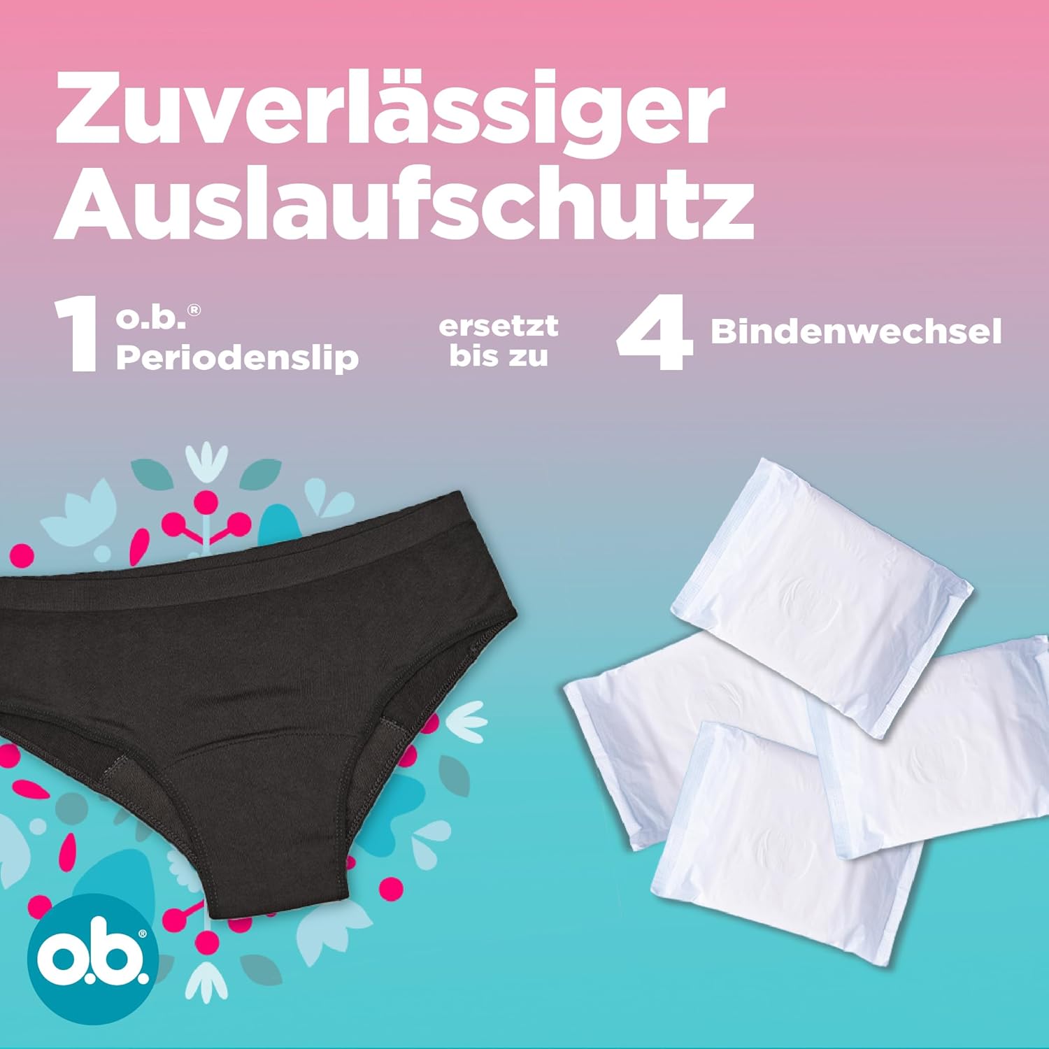 Thumbnail 1 de o.b. Teens Periodenslip 152-164 (3x S Slip) – wiederverwendbare Periodenunterwäsche für starke Menstruation