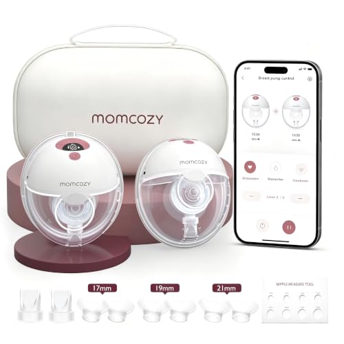 Detalle de Momcozy M5Smart Milchpumpe Elektrische, freihändig, App-steuerbar – 2er Pack in Rot