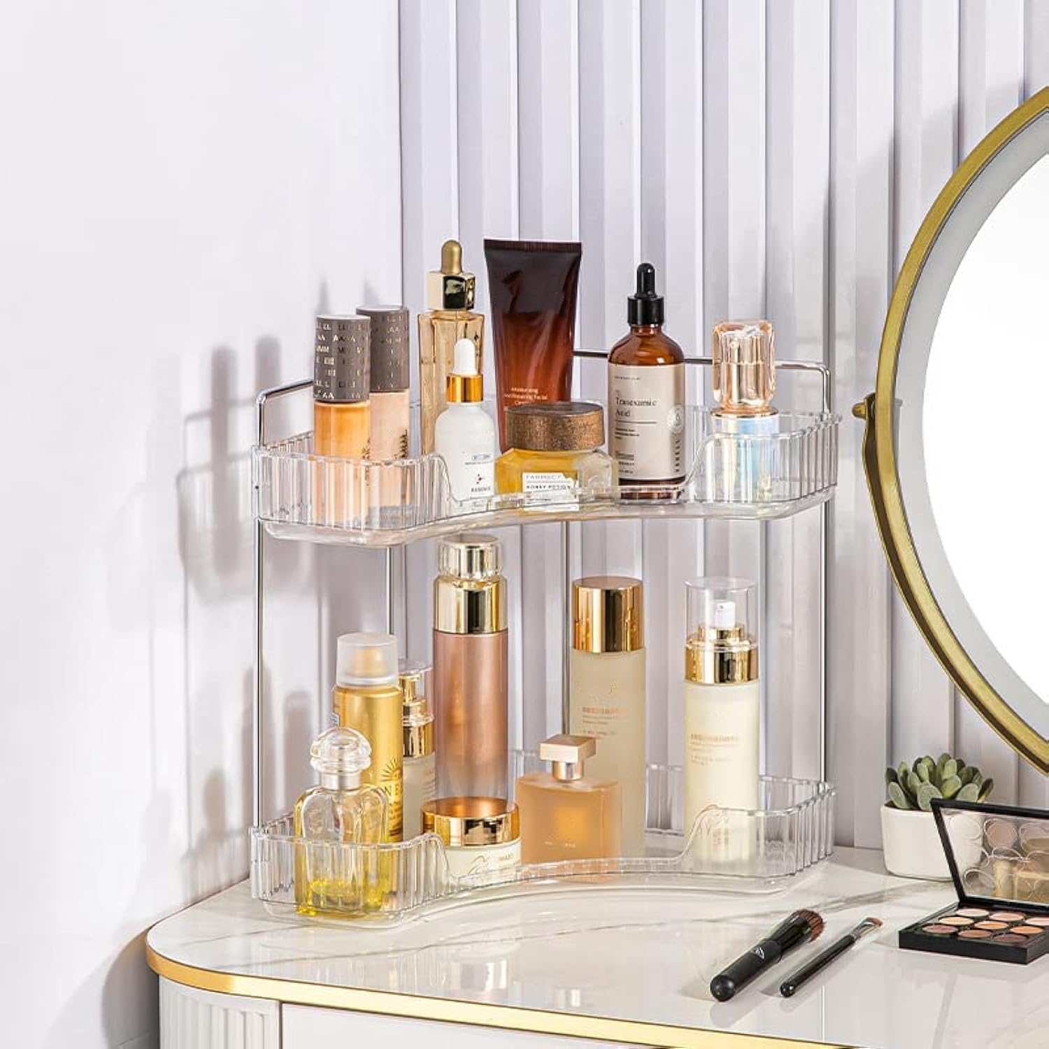 Detalle de Corner Vanity Organiser – 3-Tier Green Bathroom Counter Shelf