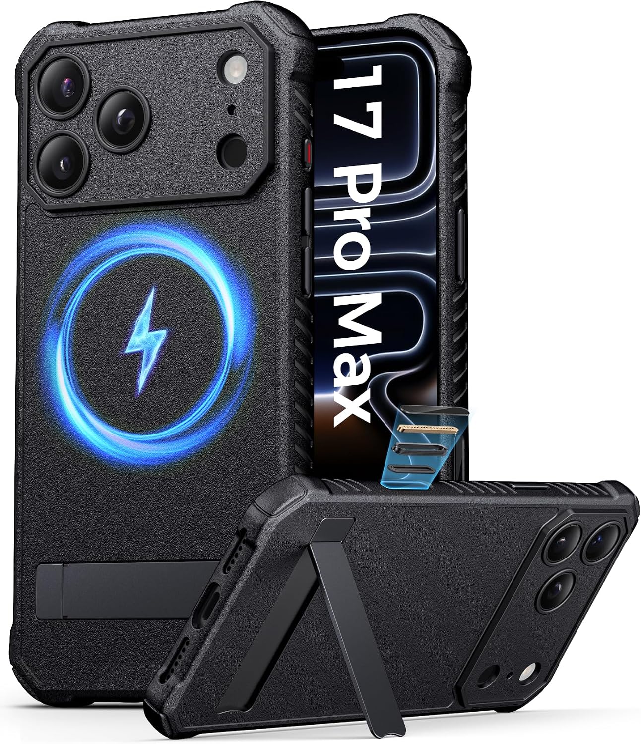 Detalle de ASAFCASE MagSafe-Compatible iPhone 17 Pro Max Case with Stand (6.9") — Military-Grade Shockproof, Camera Control Button, Black