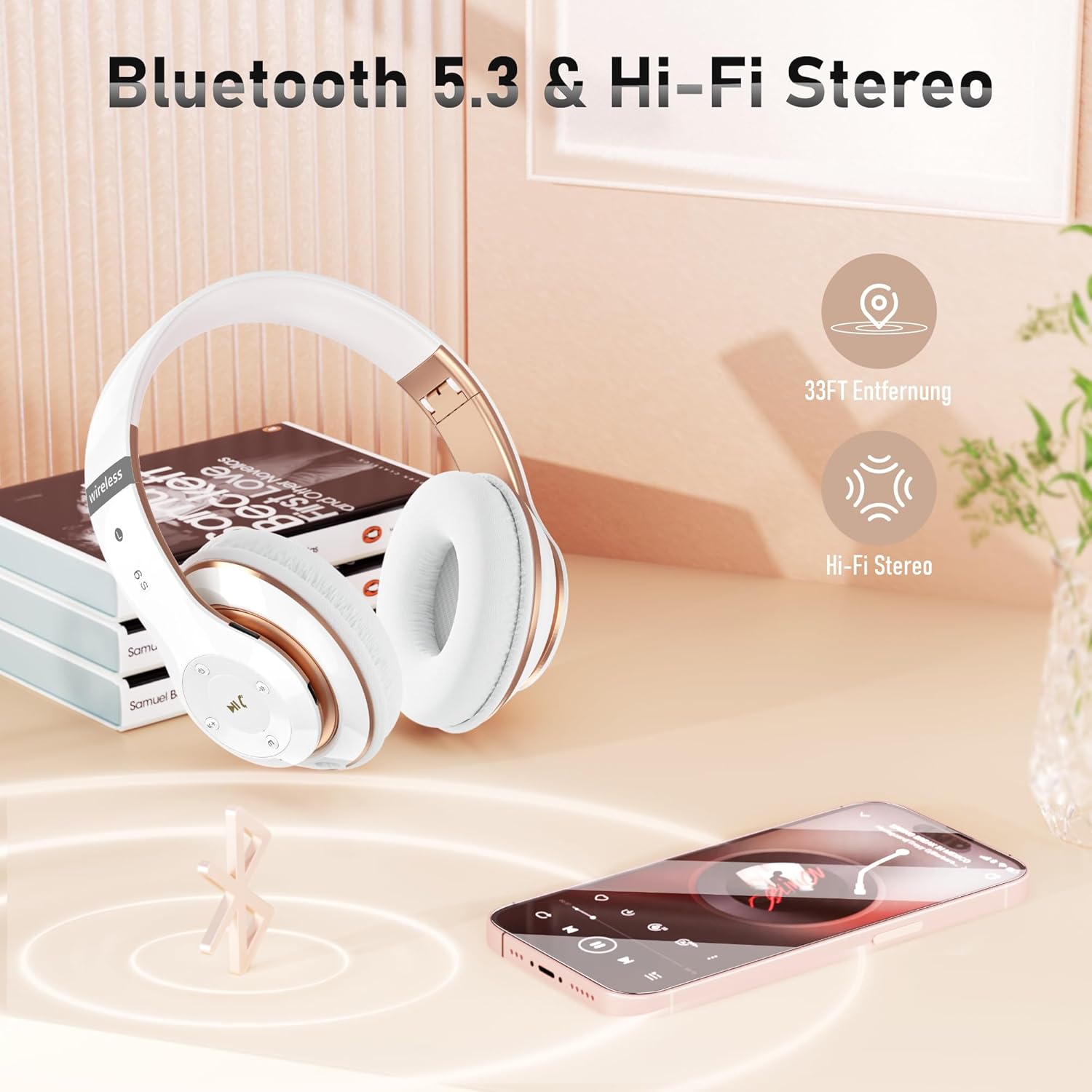 Thumbnail 2 de Lankey Sound Kopfhörer Kabellos mit 6 EQ Modi, Bluetooth 5.3, 65 Std. Akku, HD-Mikrofon, FM und SD/TF – Over‑Ear für Outdoor/Reise/Studium