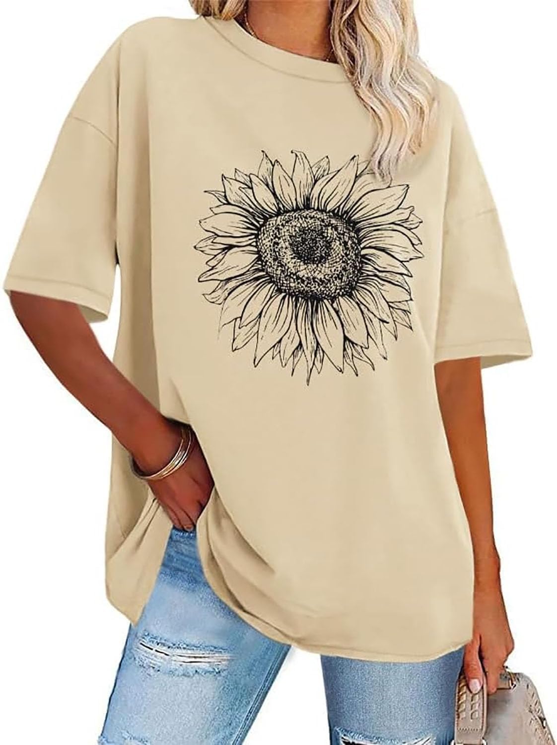Detalle de Womens Oversized Tshirt Loose Fit Short Sleeve