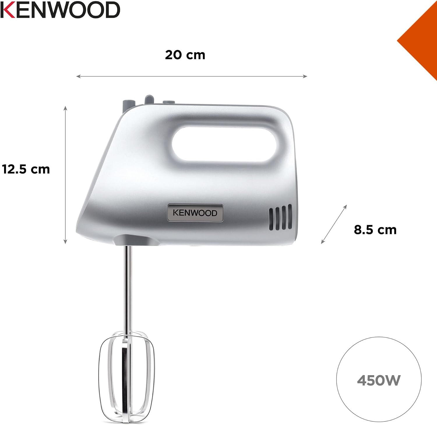 Detalle 2 de Kenwood HMP30.A0SI frullino a mano 450W 5 velocità 🥣