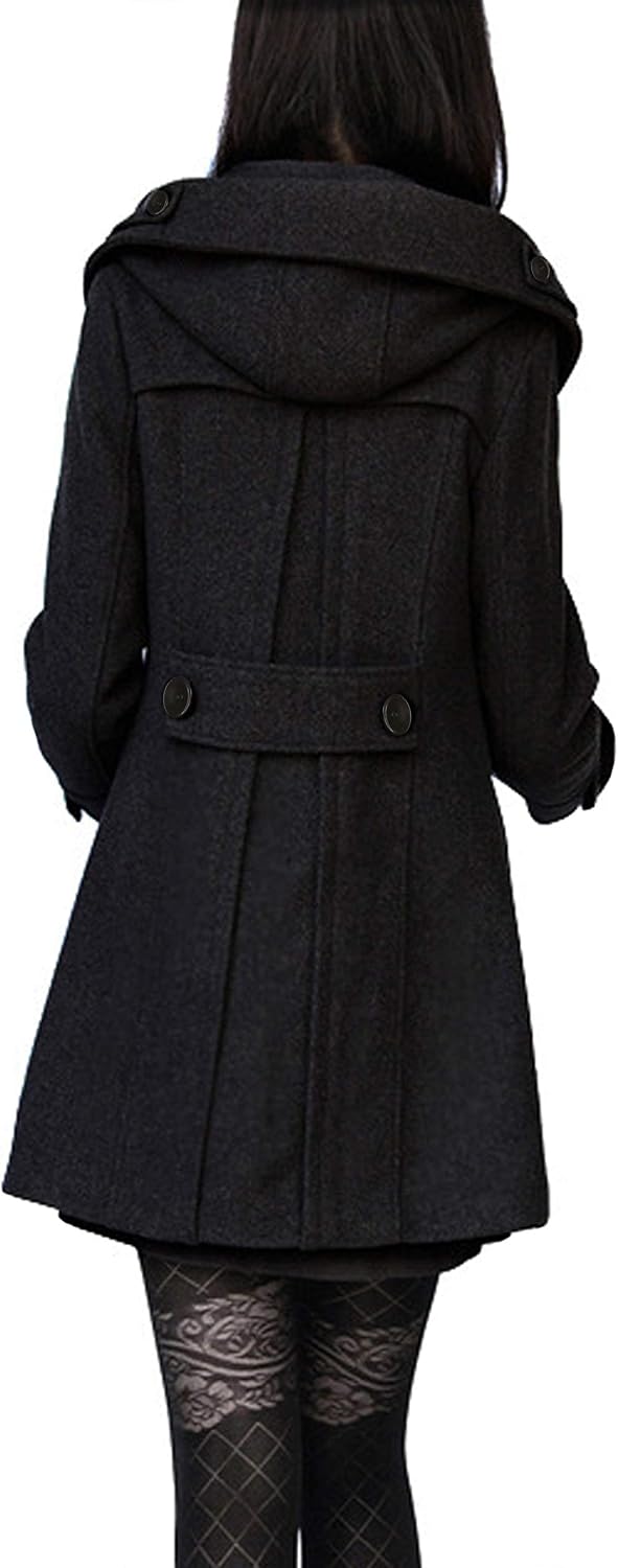 Detalle 2 de Tanming Wool Pea Coat Hooded, Double Breasted