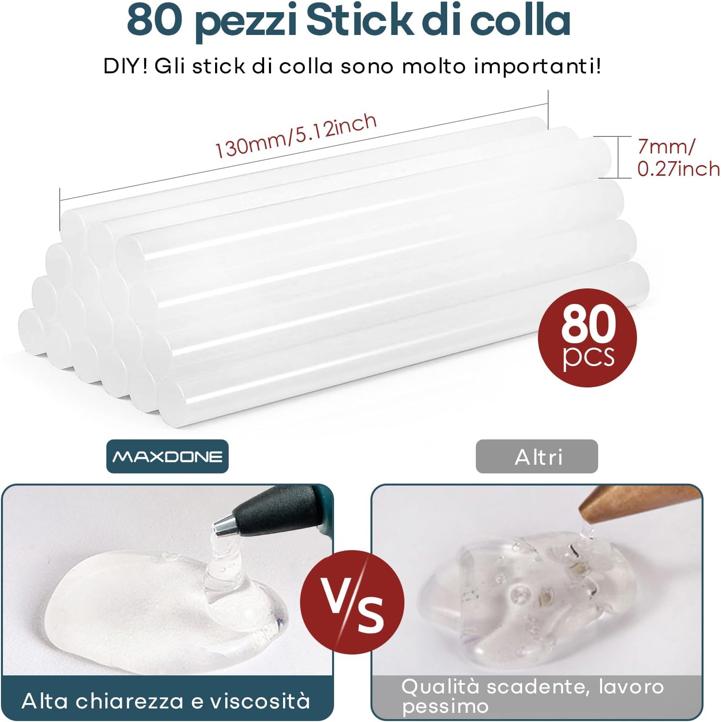 Thumbnail 1 de Pistola Colla 50W Mini per colla a caldo con 80 stick ecologici (130×7 mm) – per piccoli lavori fai-da-te e riparazioni rapide