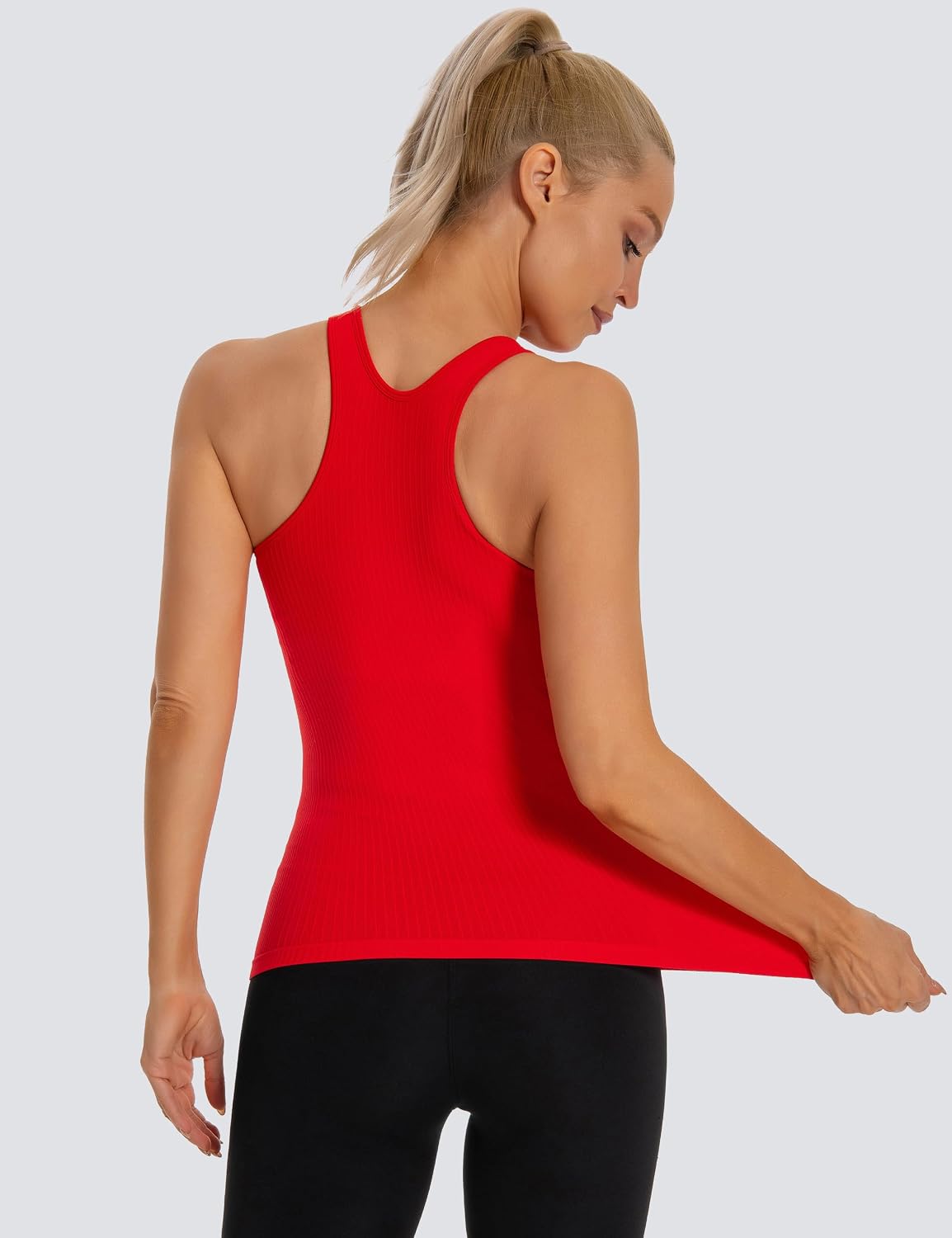 Detalle de MathCat Women's Workout Tank Top with Built-In Bra, Seamless Racerback