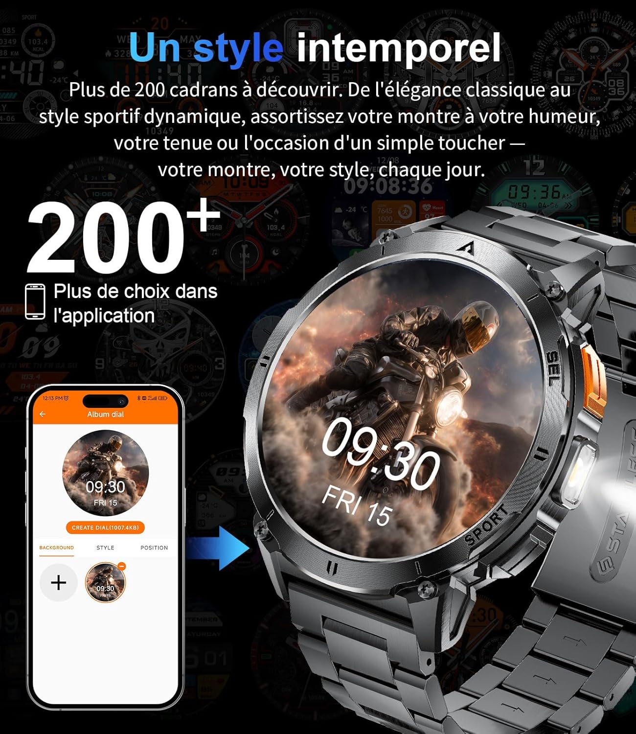 Thumbnail 6 de FITFLEX Montre Connectée Homme: 1,62" AMOLED, design militaire et autonomie remarquable