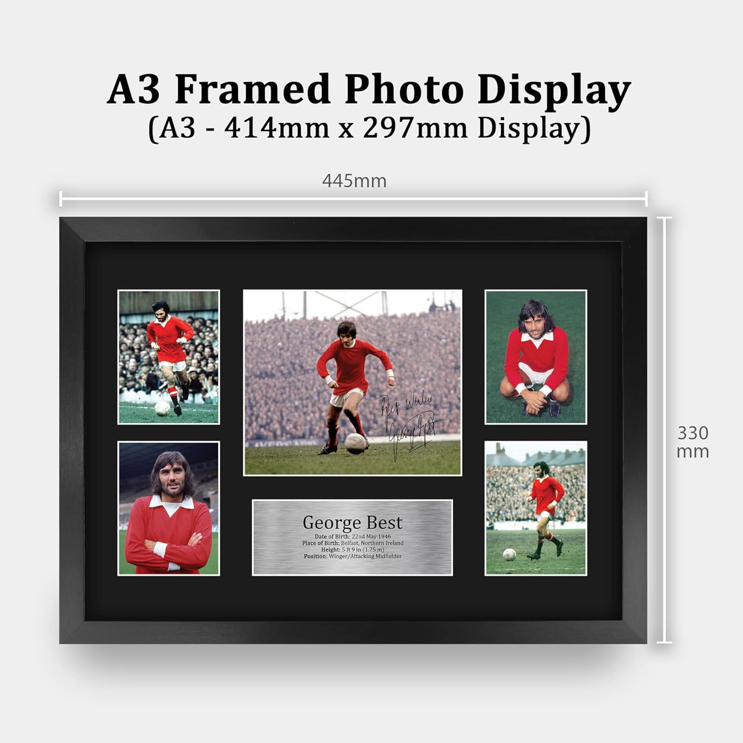 Thumbnail 1 de HWC Trading FR A3 George Best printed memorabilia signed autograph photo display (A3 framed)