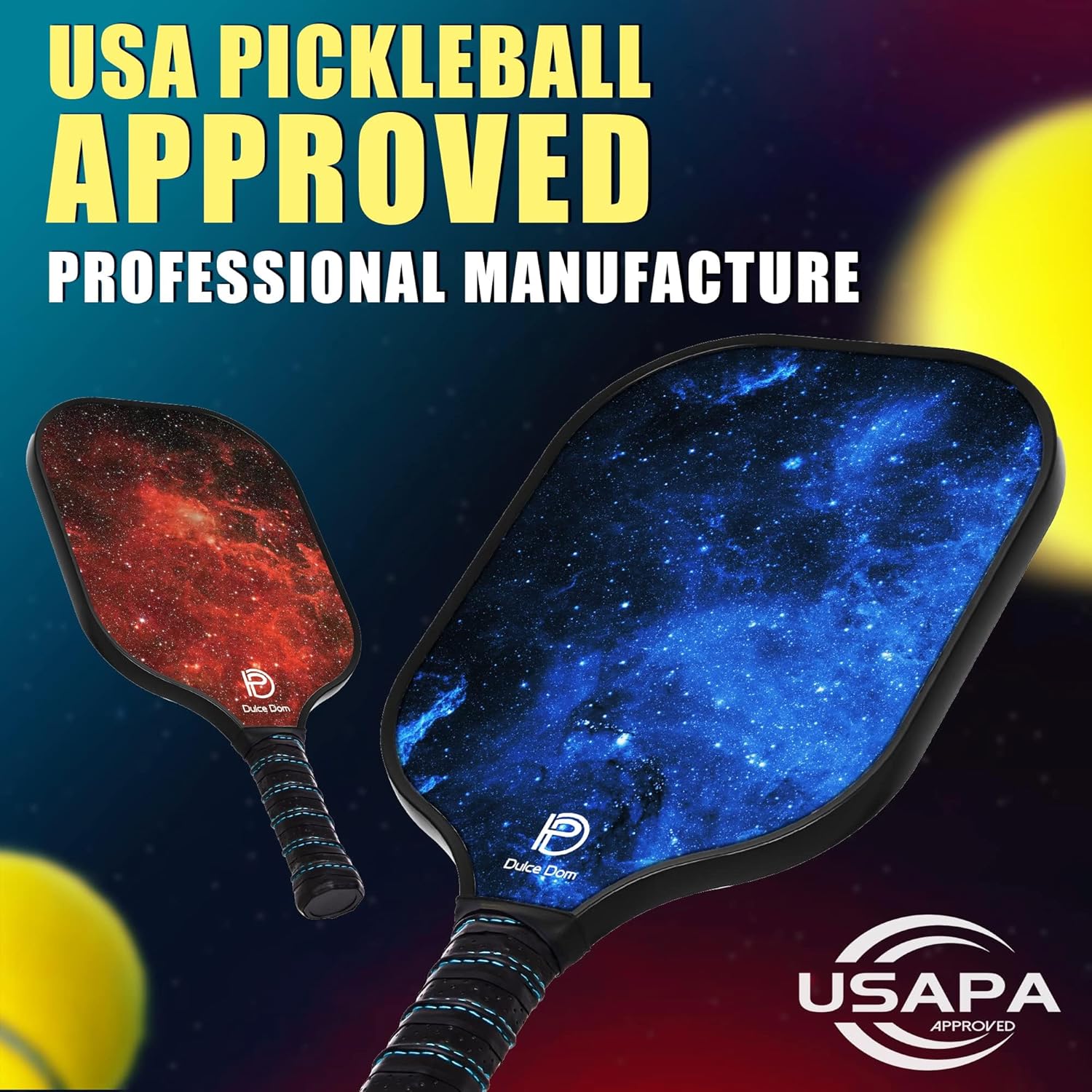 Thumbnail 1 de DULCE DOM Pickleball Paddles Set of 2/4 with Balls and Bag — USAPA Approved Training Kit
