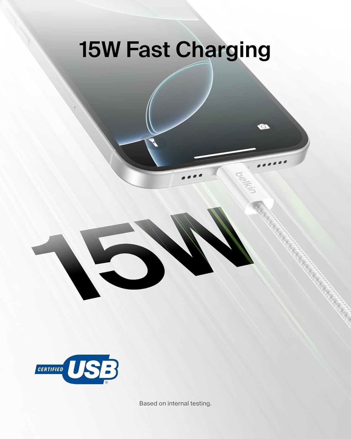 Thumbnail 1 de Belkin 2-Pack Braided USB-A to USB-C Cable 5ft 15W – Fast-Charging, Durable & Flexible (White)