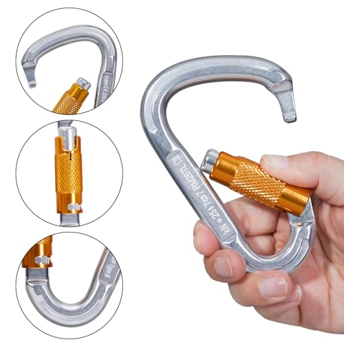 Detalle de Mousquetons SOB Aluminium - Verrouillage Robuste (25KN) - Lot 4 pour Escalade et Alpinisme