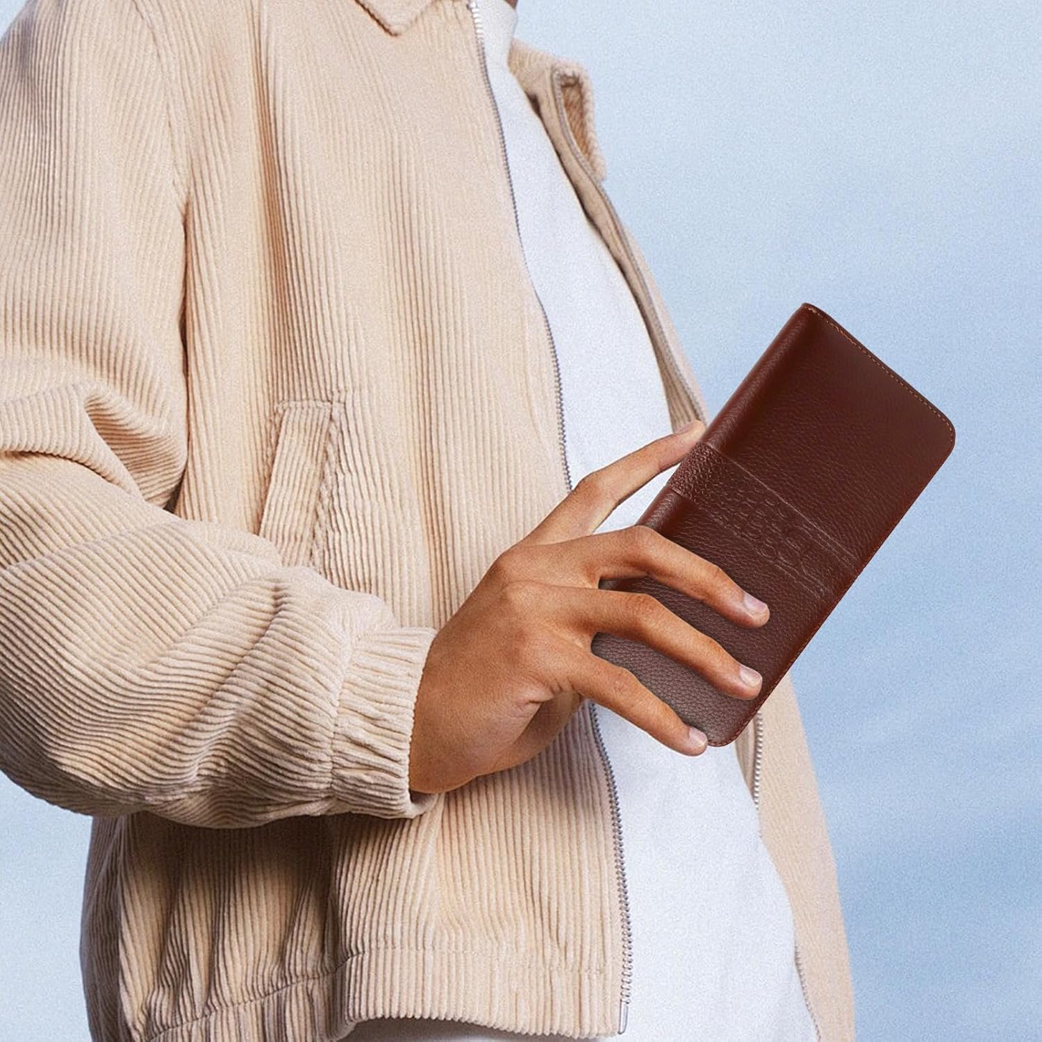 Thumbnail 4 de AdiStylinno Portefeuille long en cuir PU pour homme avec fermeture éclair et grande capacité